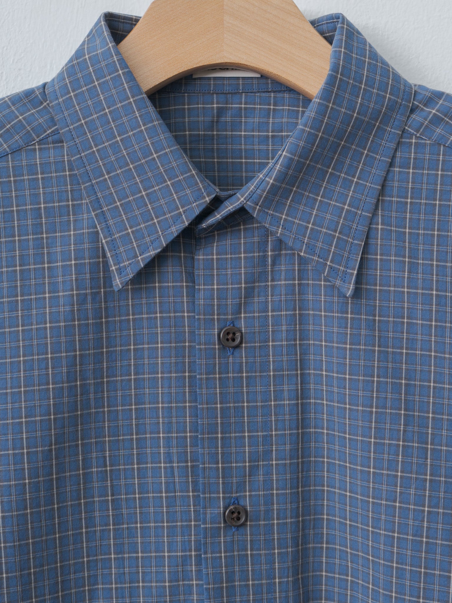 Namu Shop - Inscrire Cotton Check Cape Shirt - Blue