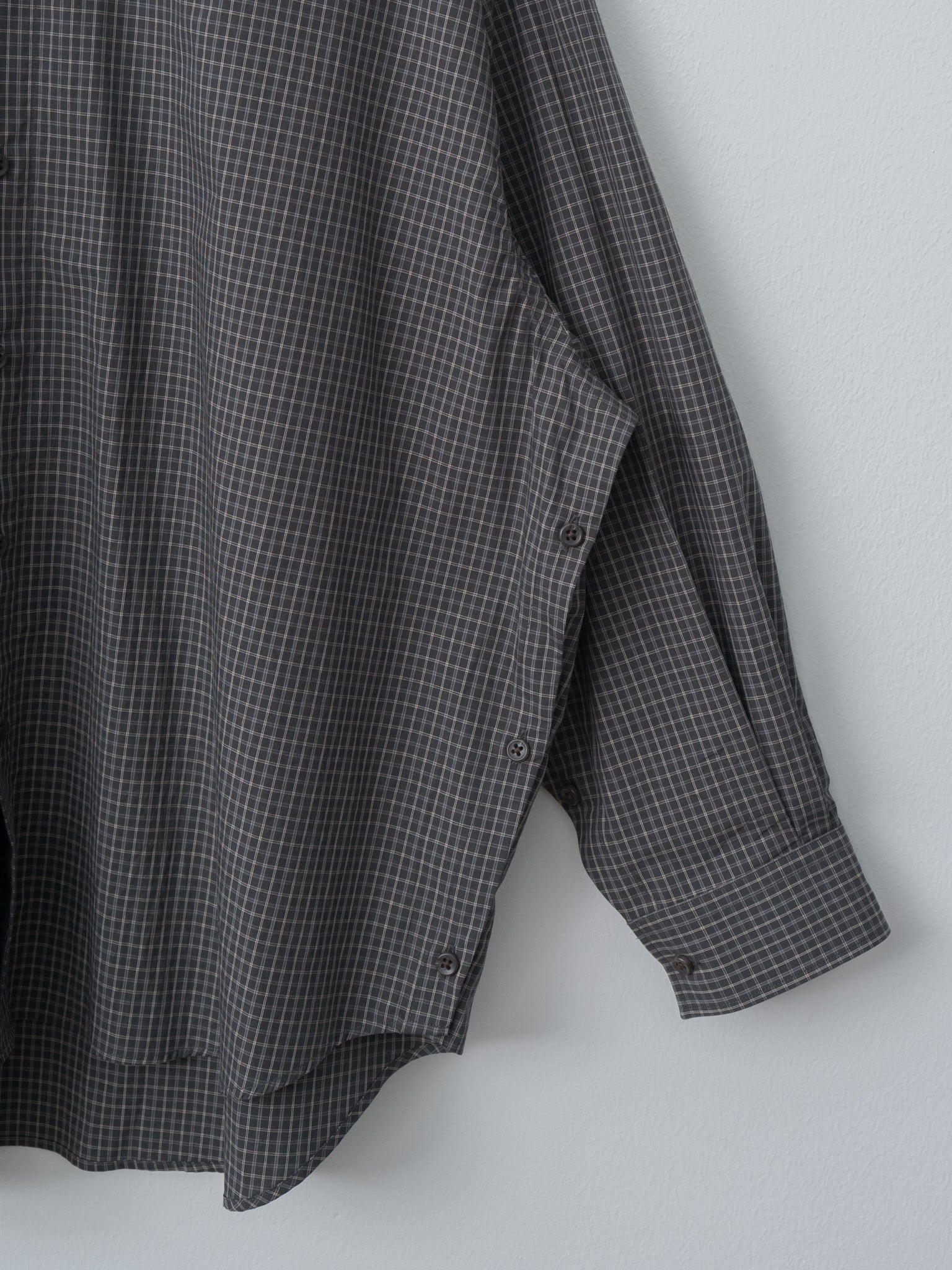 Namu Shop - Inscrire Cotton Check Cape Shirt - Black