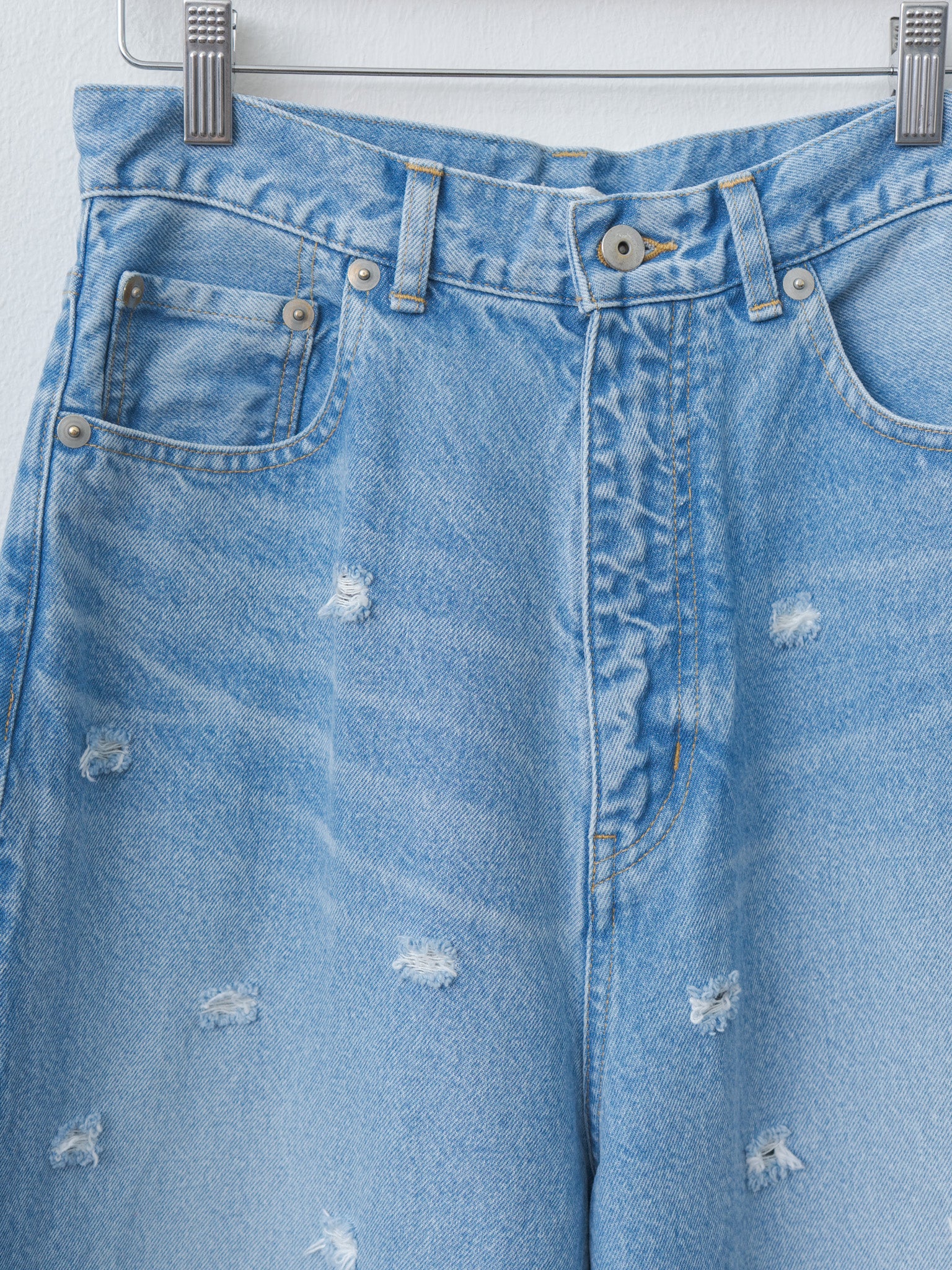 Namu Shop - Inscrire Dot Hole Denim Pants - Blue Used