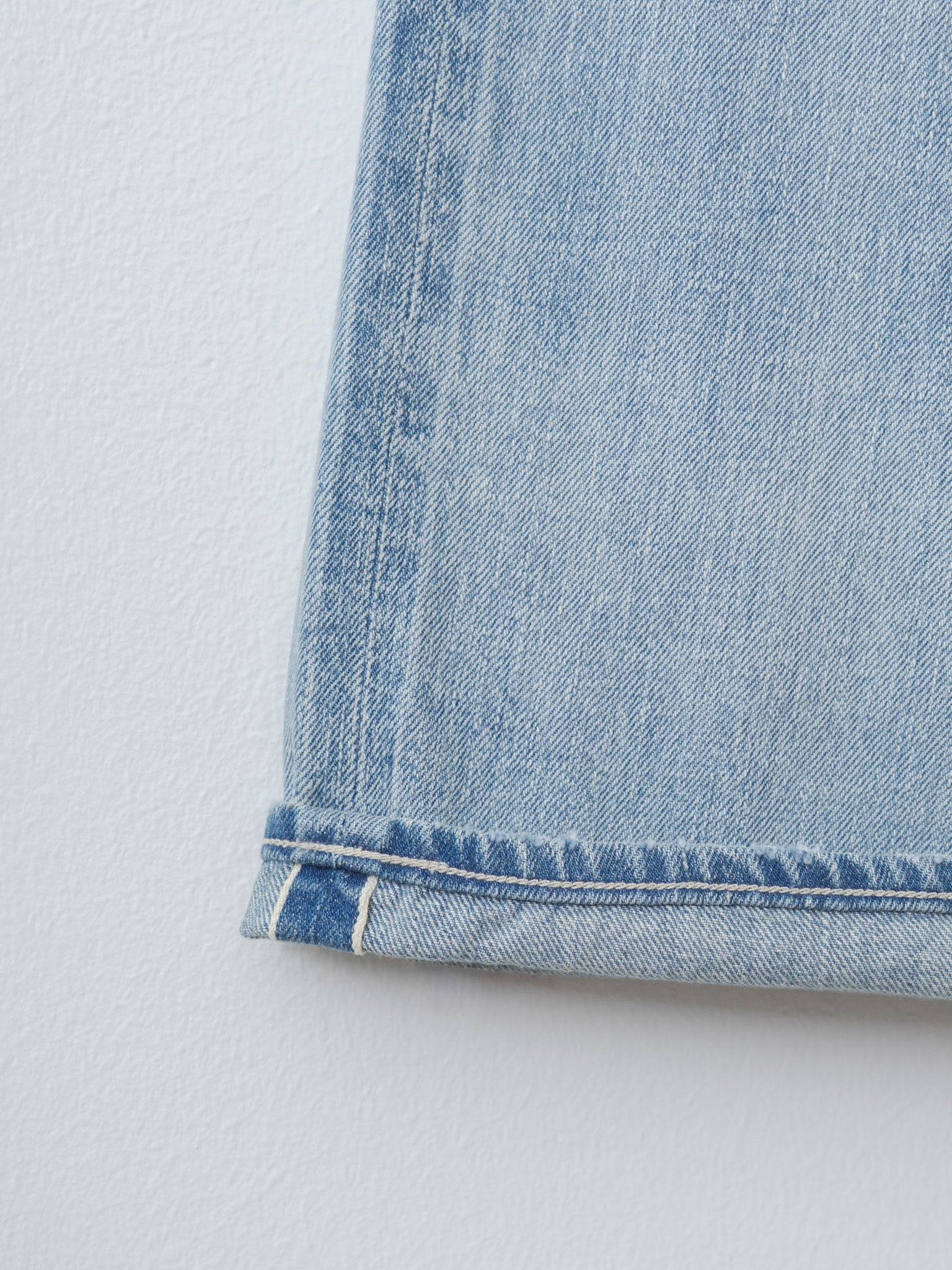 Namu Shop - Auralee Faded Selvedge Light Denim Wide Pants - Light Indigo
