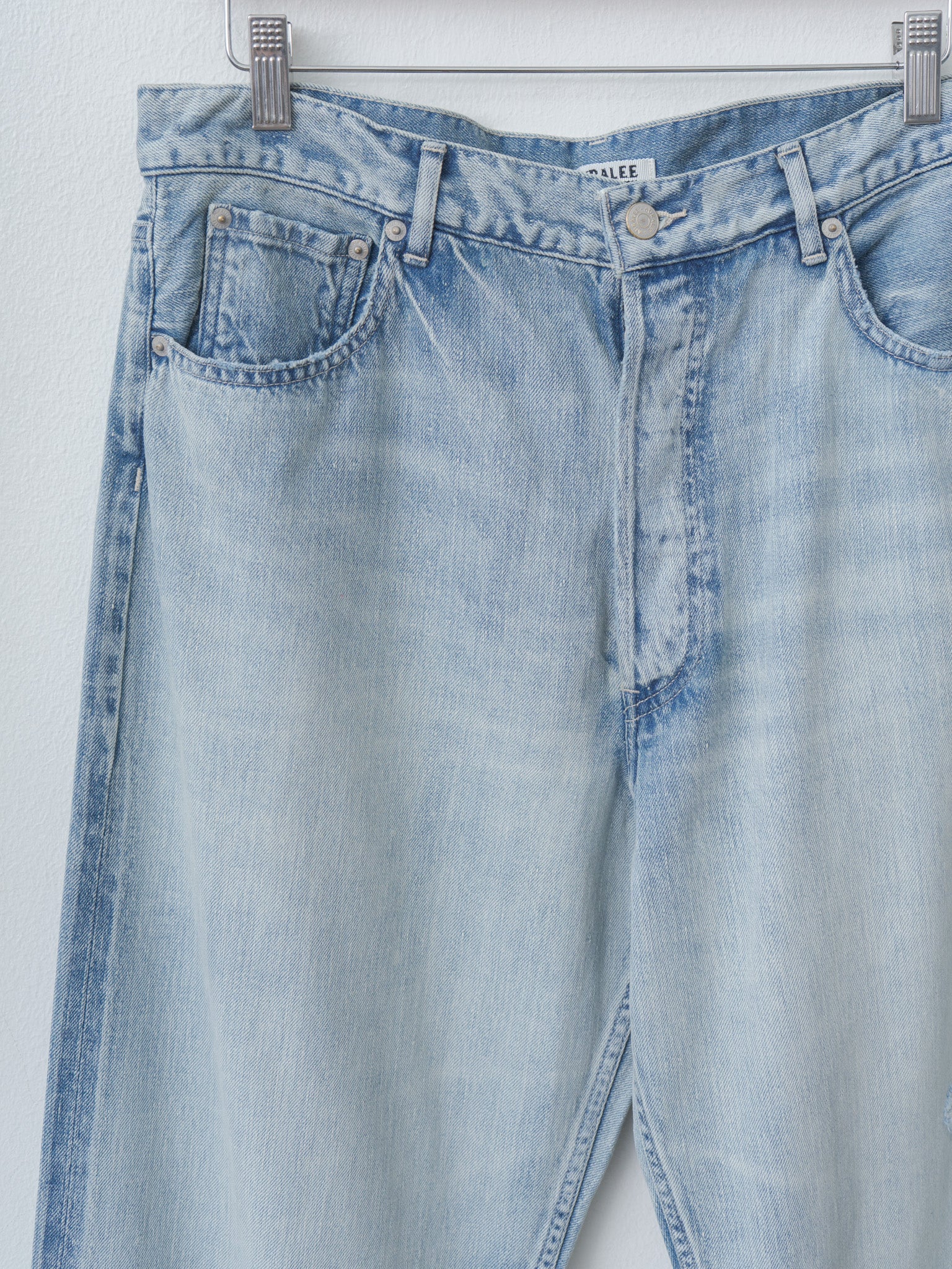 Namu Shop - Auralee Faded Selvedge Light Denim Wide Pants - Light Indigo