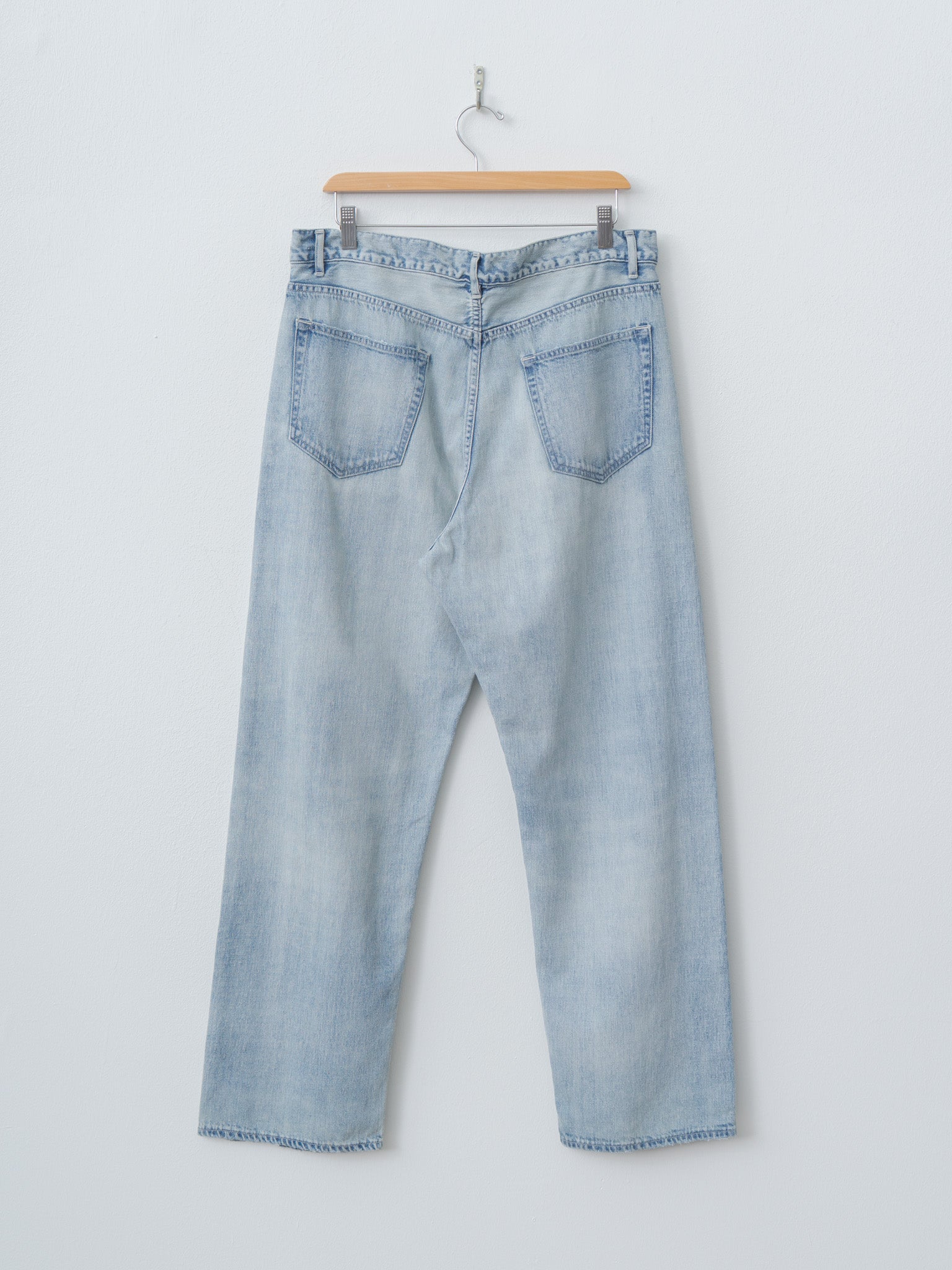 Namu Shop - Auralee Faded Selvedge Light Denim Wide Pants - Light Indigo
