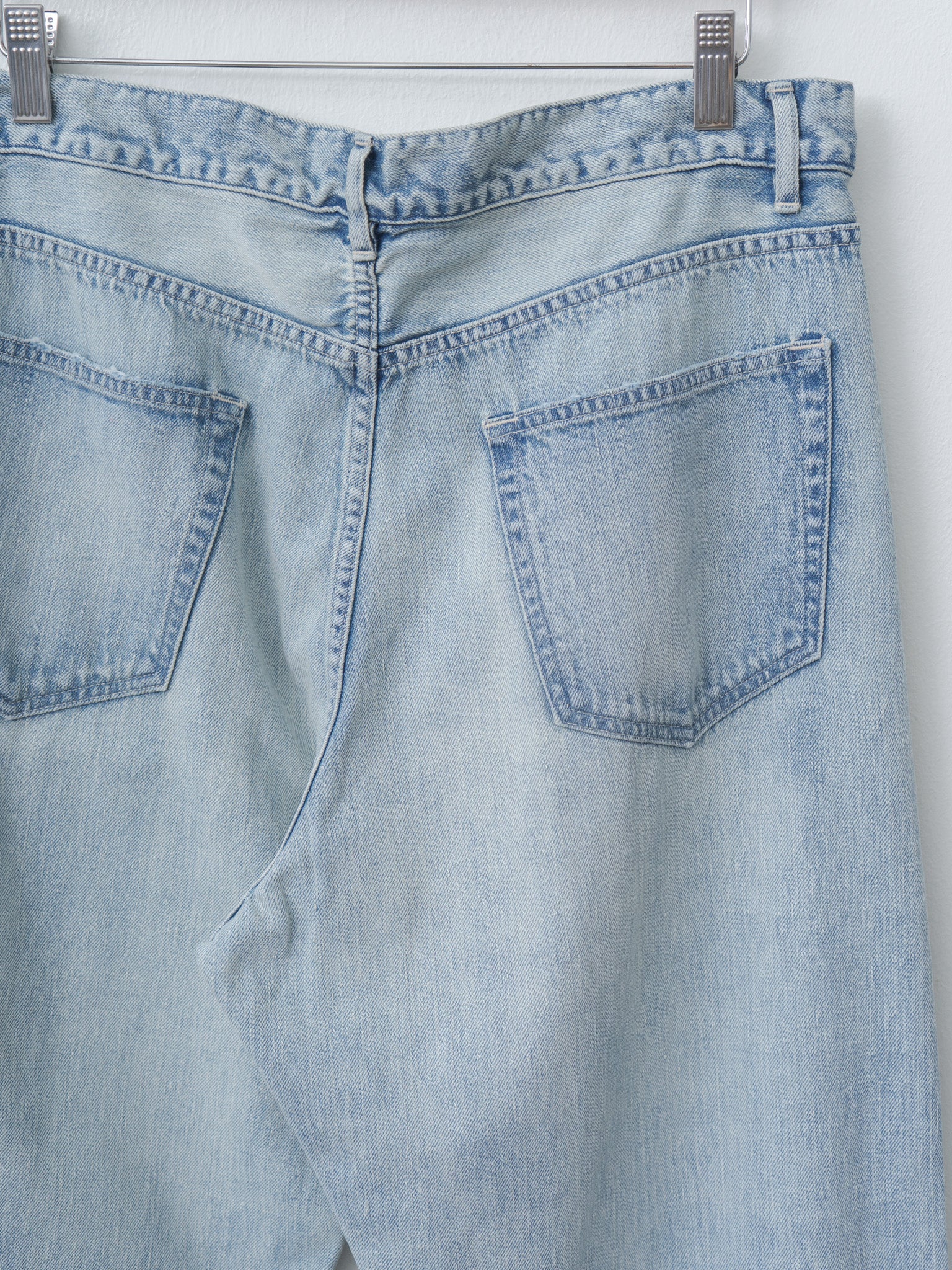 Namu Shop - Auralee Faded Selvedge Light Denim Wide Pants - Light Indigo