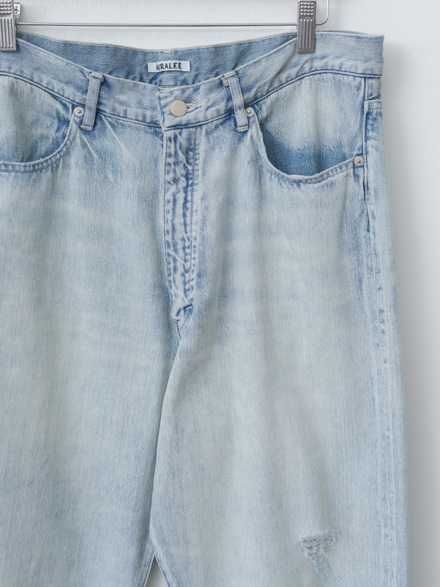 Namu Shop - Auralee Faded Selvedge Light Denim Pants - Light Indigo