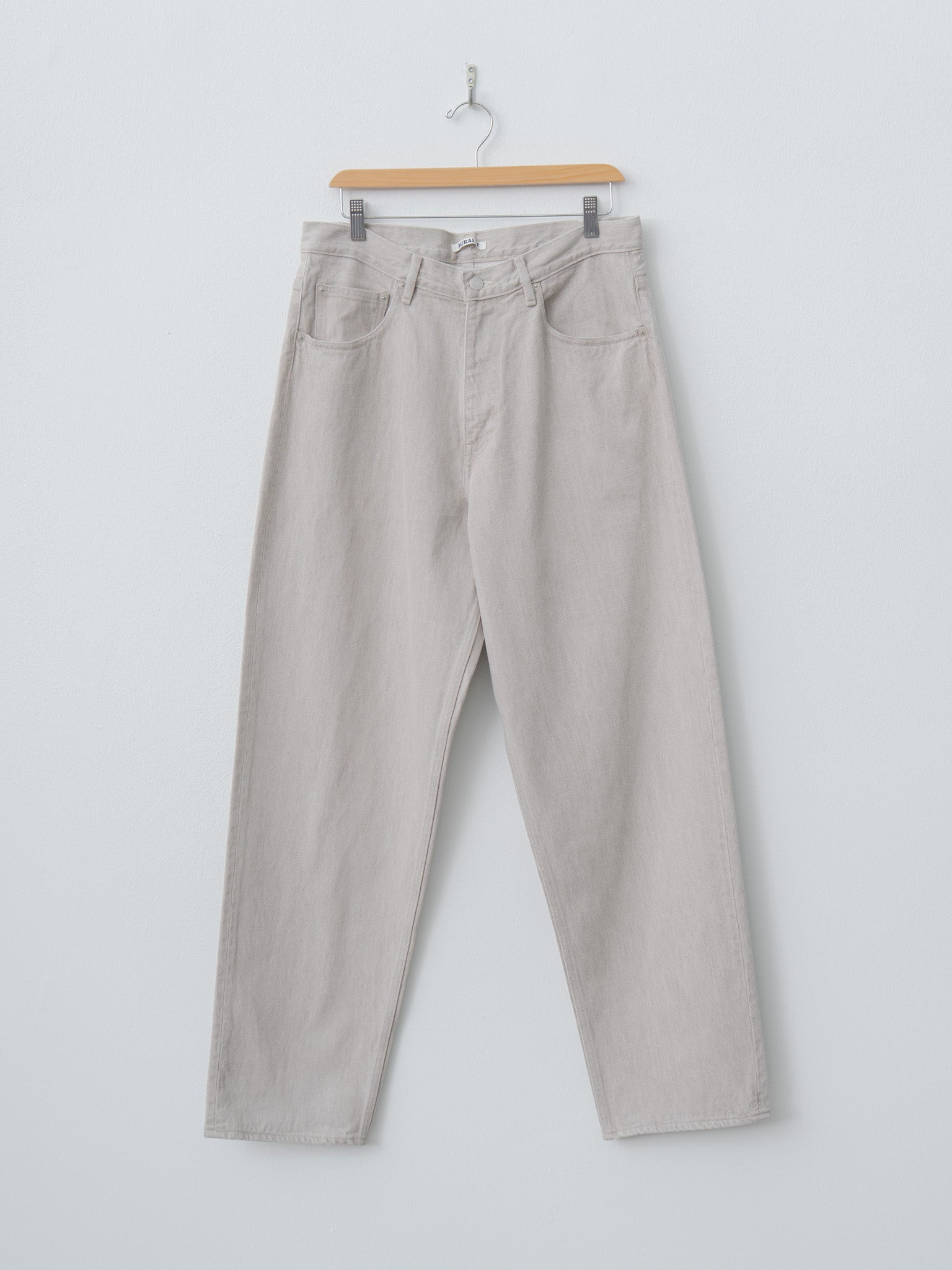 Namu Shop - Auralee Faded Hard Twist Brown Denim Wide Pants - Light Gray