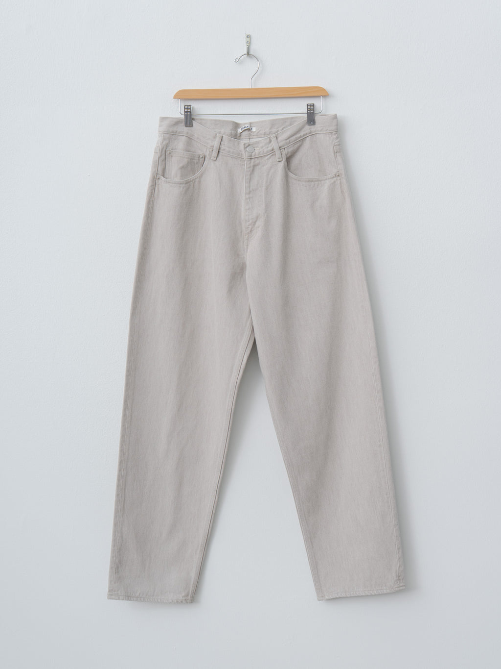 Namu Shop - Auralee Faded Hard Twist Brown Denim Wide Pants - Light Gray