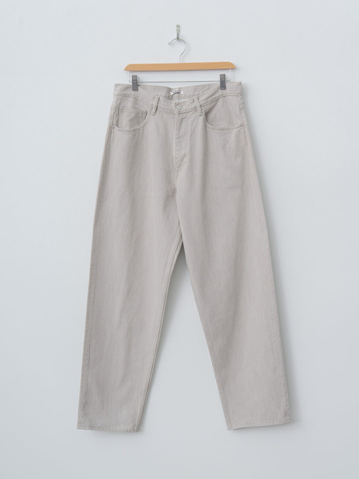 Namu Shop - Auralee Faded Hard Twist Brown Denim Wide Pants - Light Gray