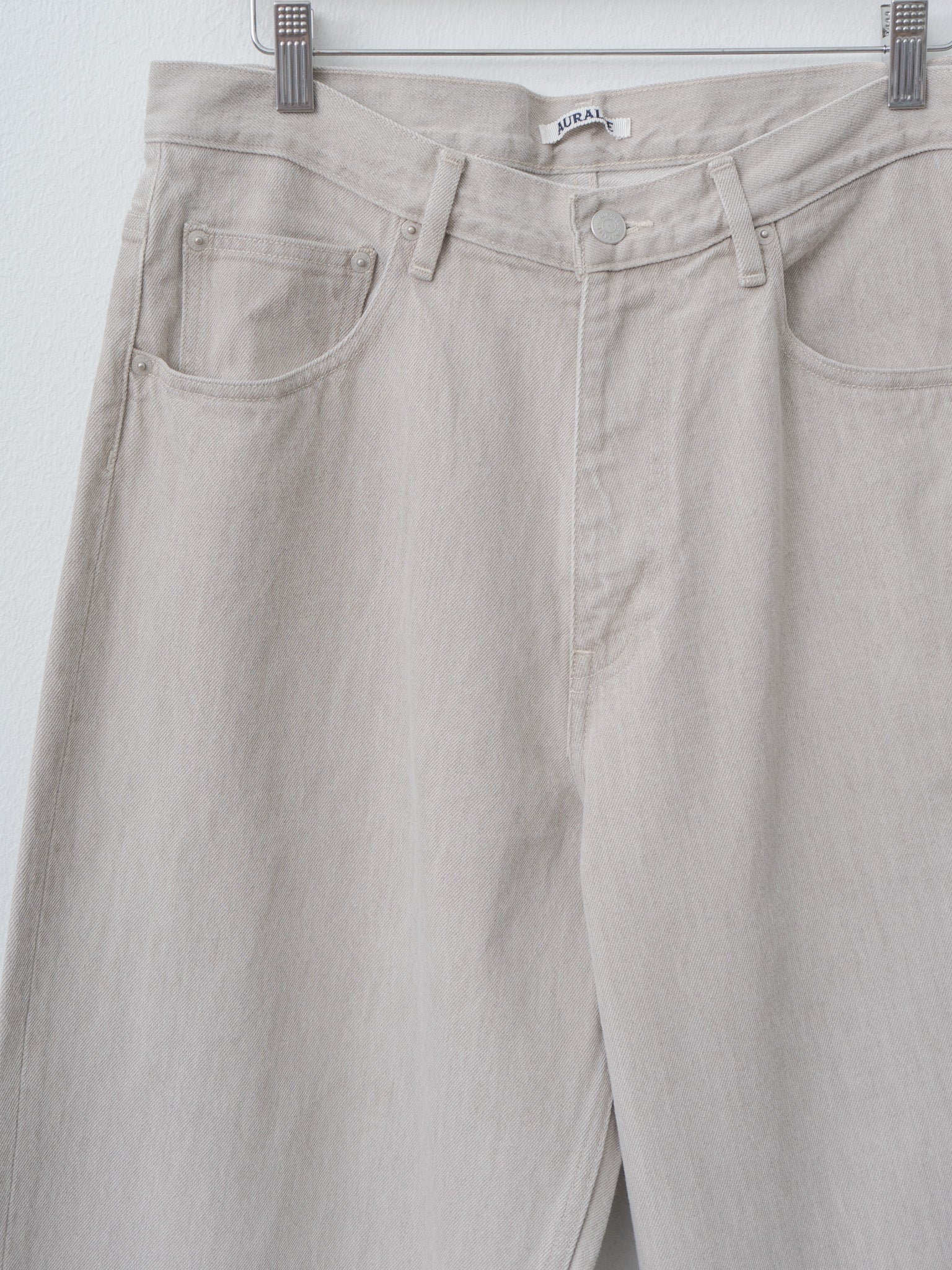 Namu Shop - Auralee Faded Hard Twist Brown Denim Wide Pants - Light Gray