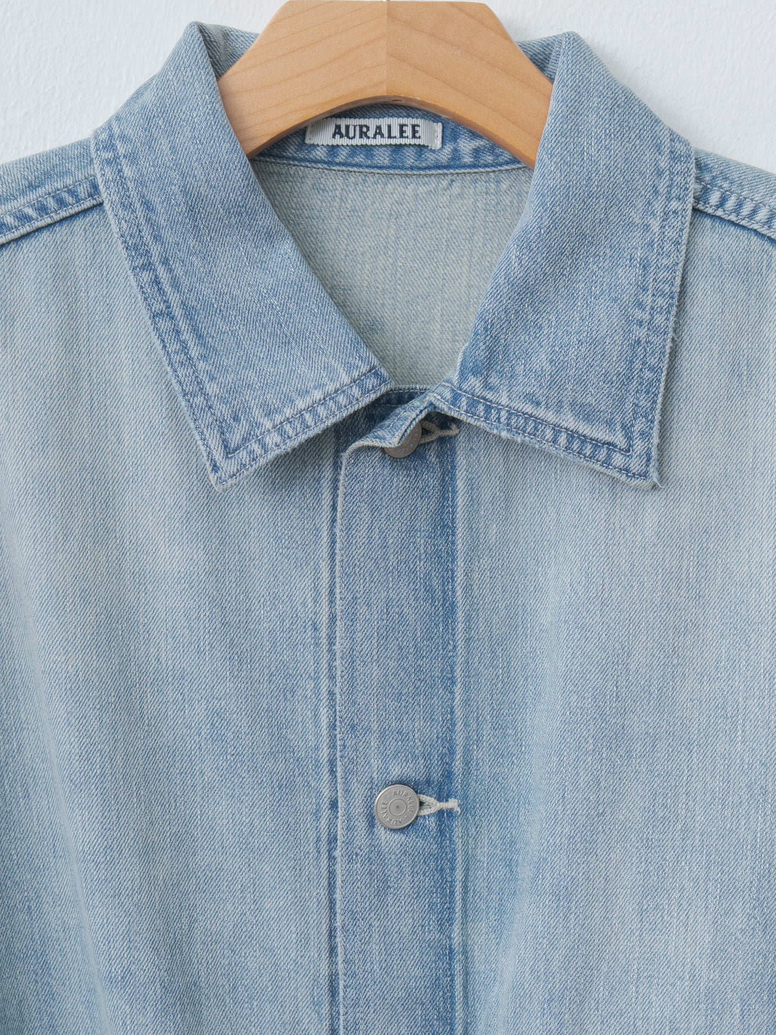 Namu Shop - Auralee Faded Selvedge Light Denim Blouson - Light Indigo
