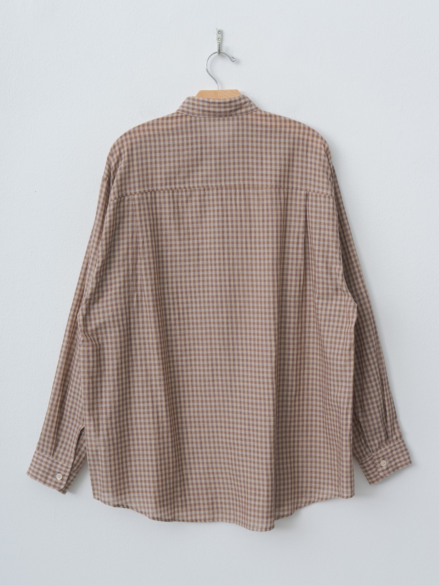 Namu Shop - Auralee Airy Light Cotton Check Big Shirt - Brown Gingham Check