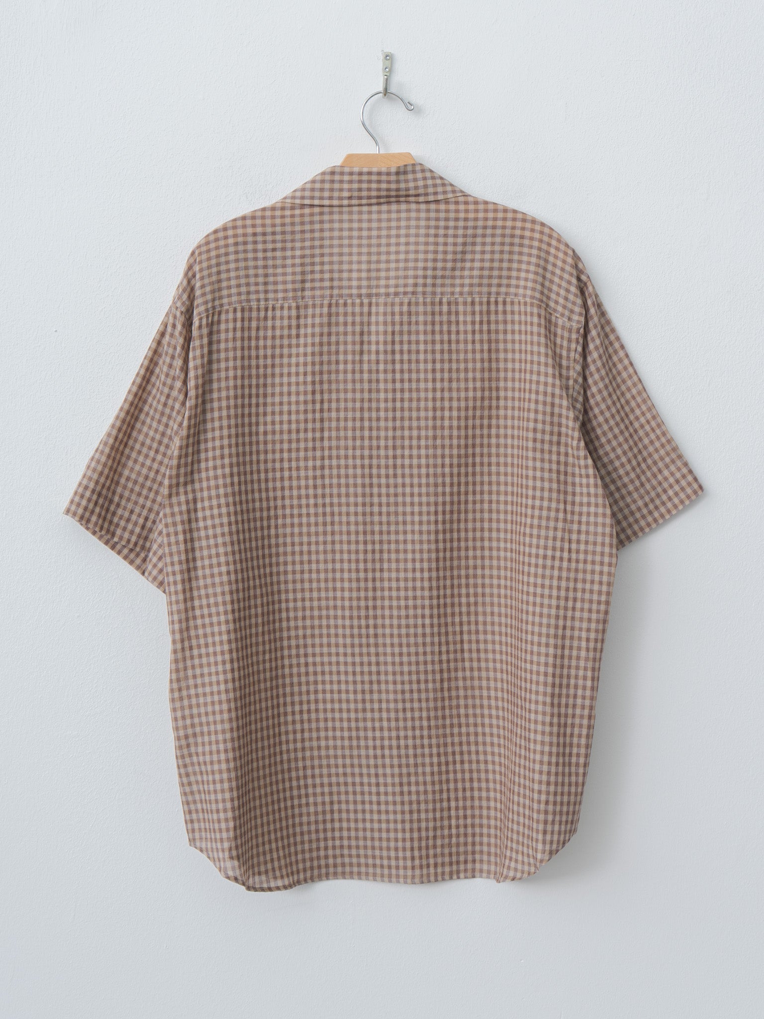 Namu Shop - Auralee Airy Light Cotton Check Half Sleeved Shirt - Brown Gingham Check