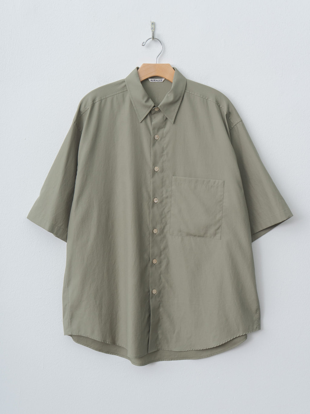 Namu Shop - Auralee Washed Finx Twill Big Half Sleeved Shirt - Olive