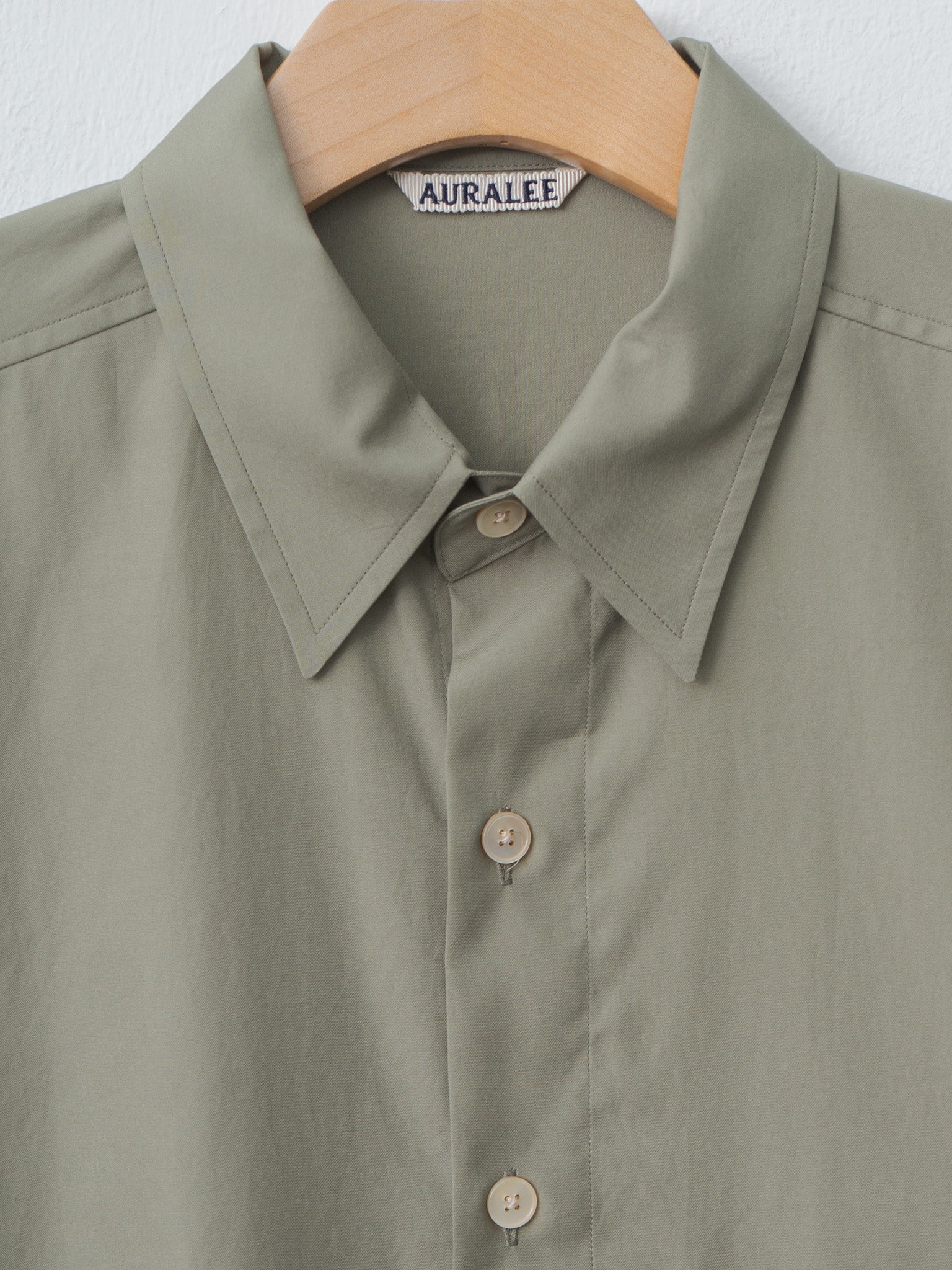 Namu Shop - Auralee Washed Finx Twill Big Half Sleeved Shirt - Olive