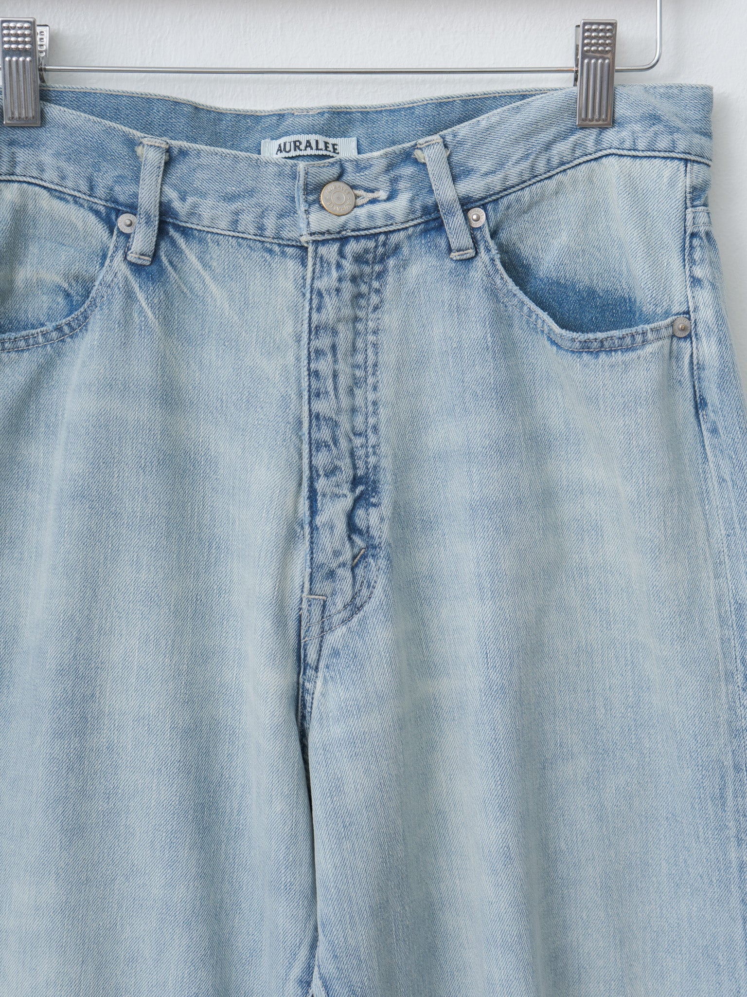 Namu Shop - Auralee Faded Selvedge Light Denim Pants - Light Indigo