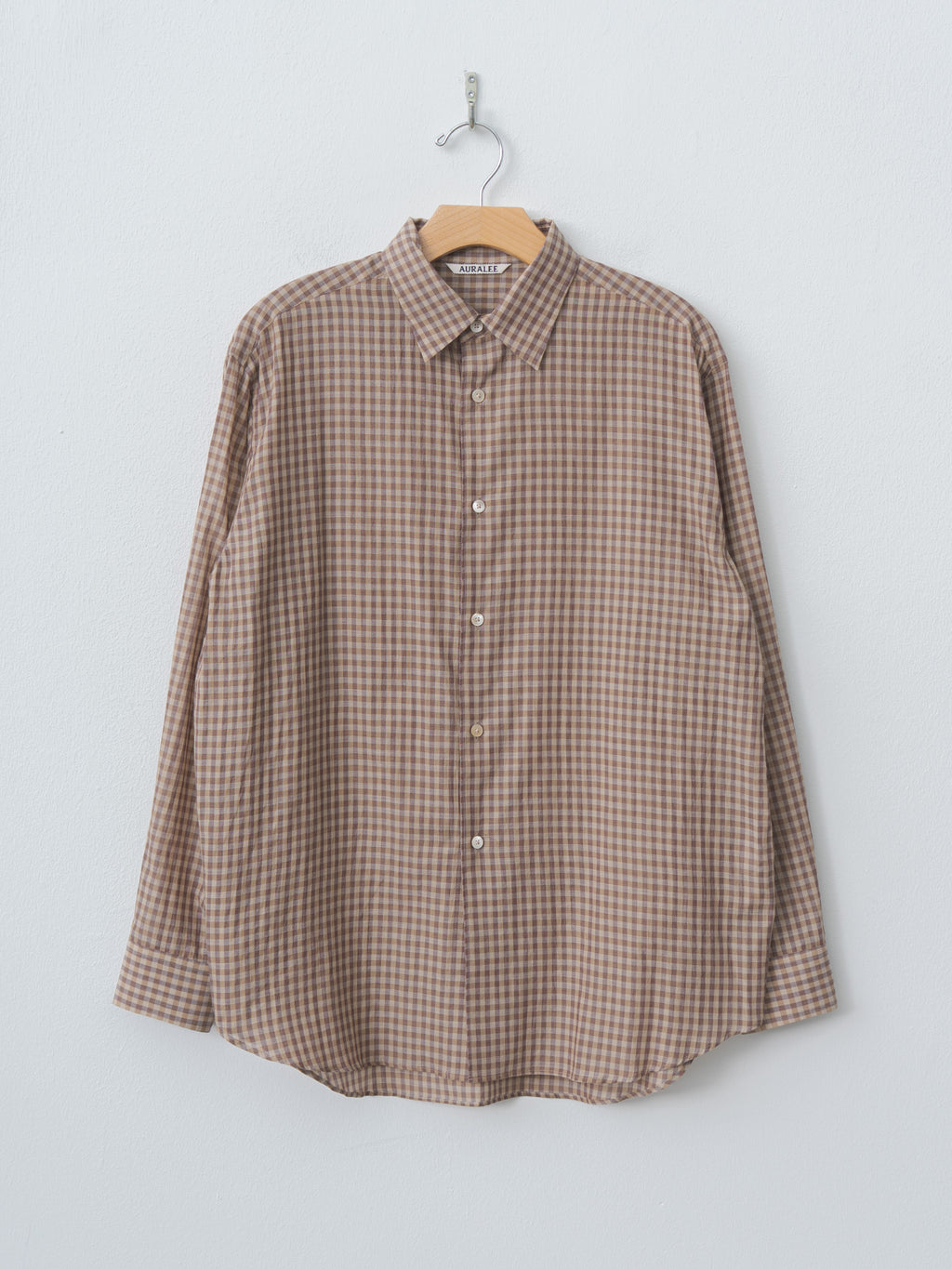 Namu Shop - Auralee Airy Light Cotton Check Shirt - Brown Gingham Check