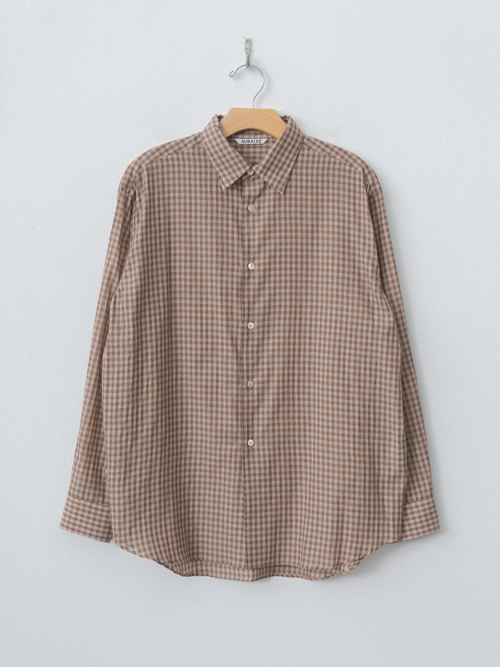 Namu Shop - Auralee Airy Light Cotton Check Shirt - Brown Gingham Check