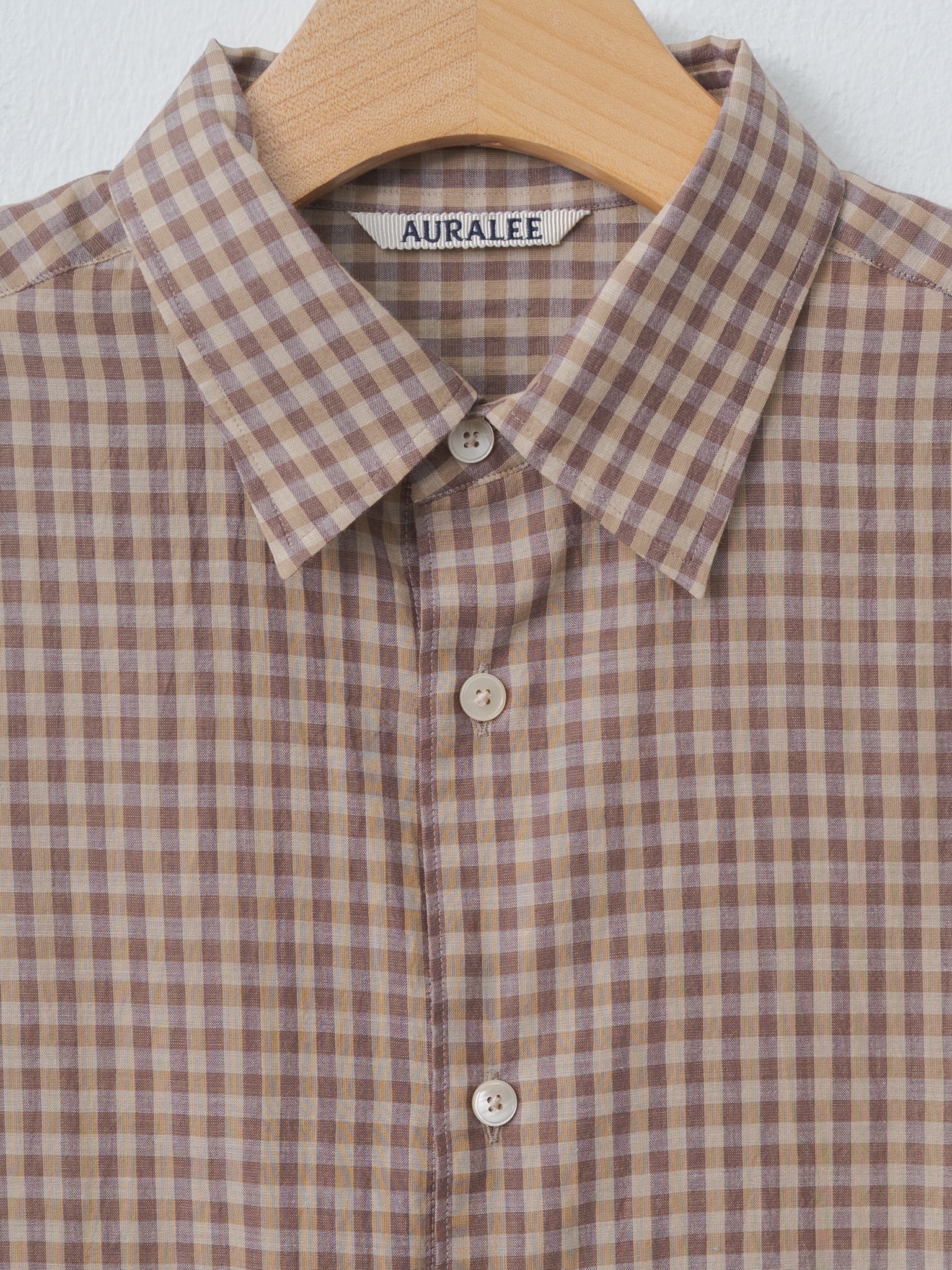 Namu Shop - Auralee Airy Light Cotton Check Shirt - Brown Gingham Check
