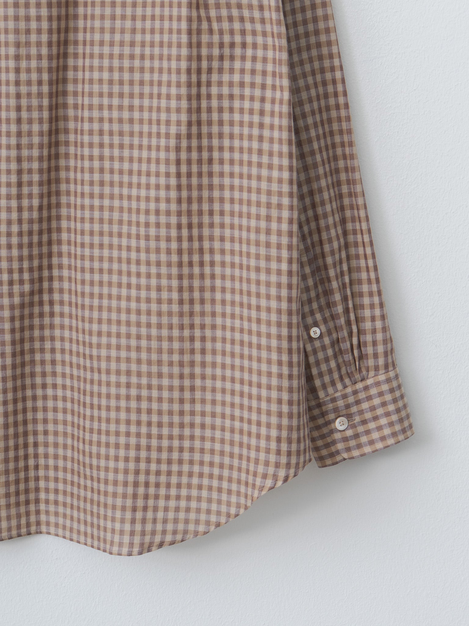 Namu Shop - Auralee Airy Light Cotton Check Shirt - Brown Gingham Check