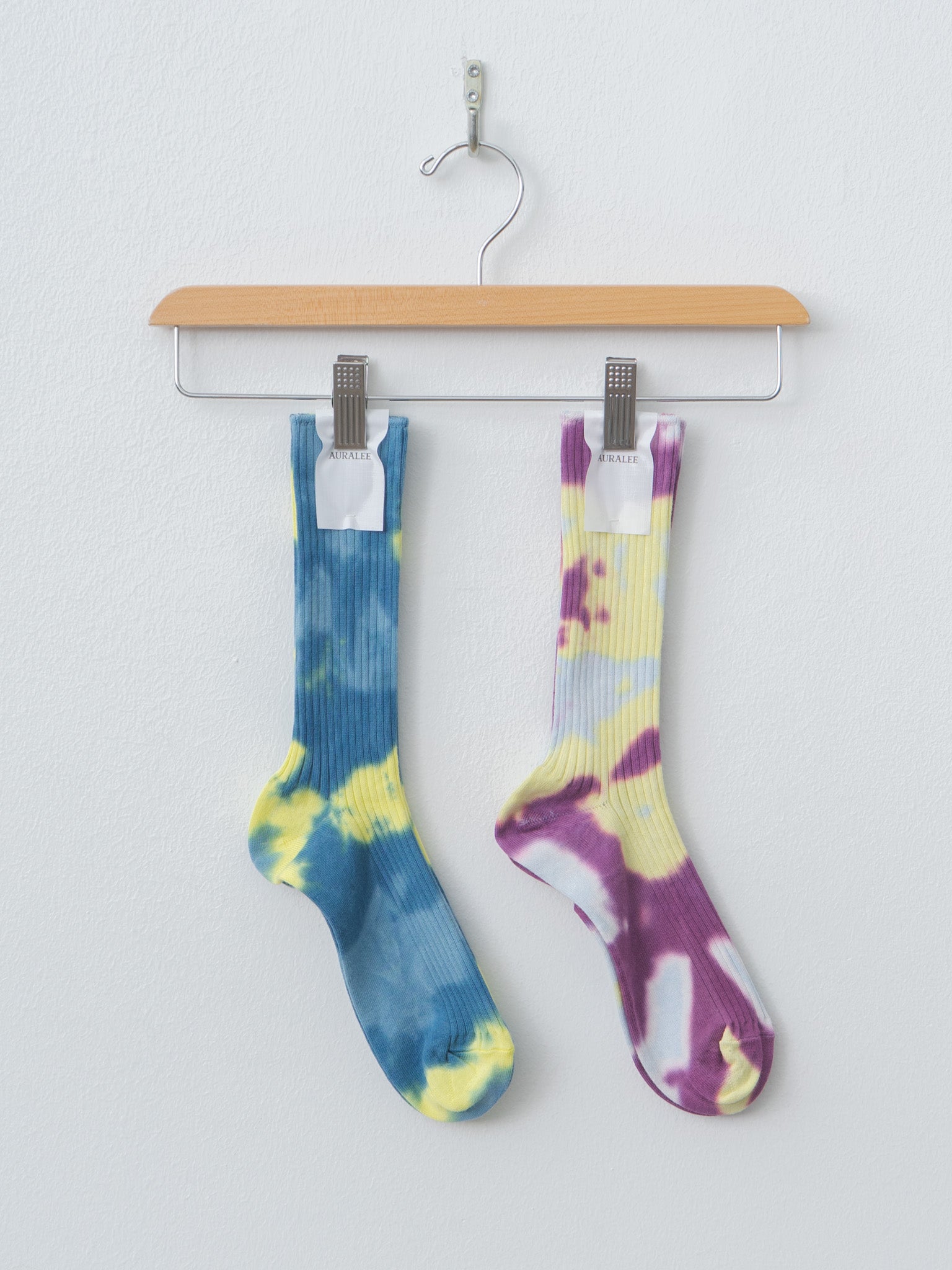 Namu Shop - Auralee Giza High Gauge Tie-Dye Socks - Light Blue × Purple