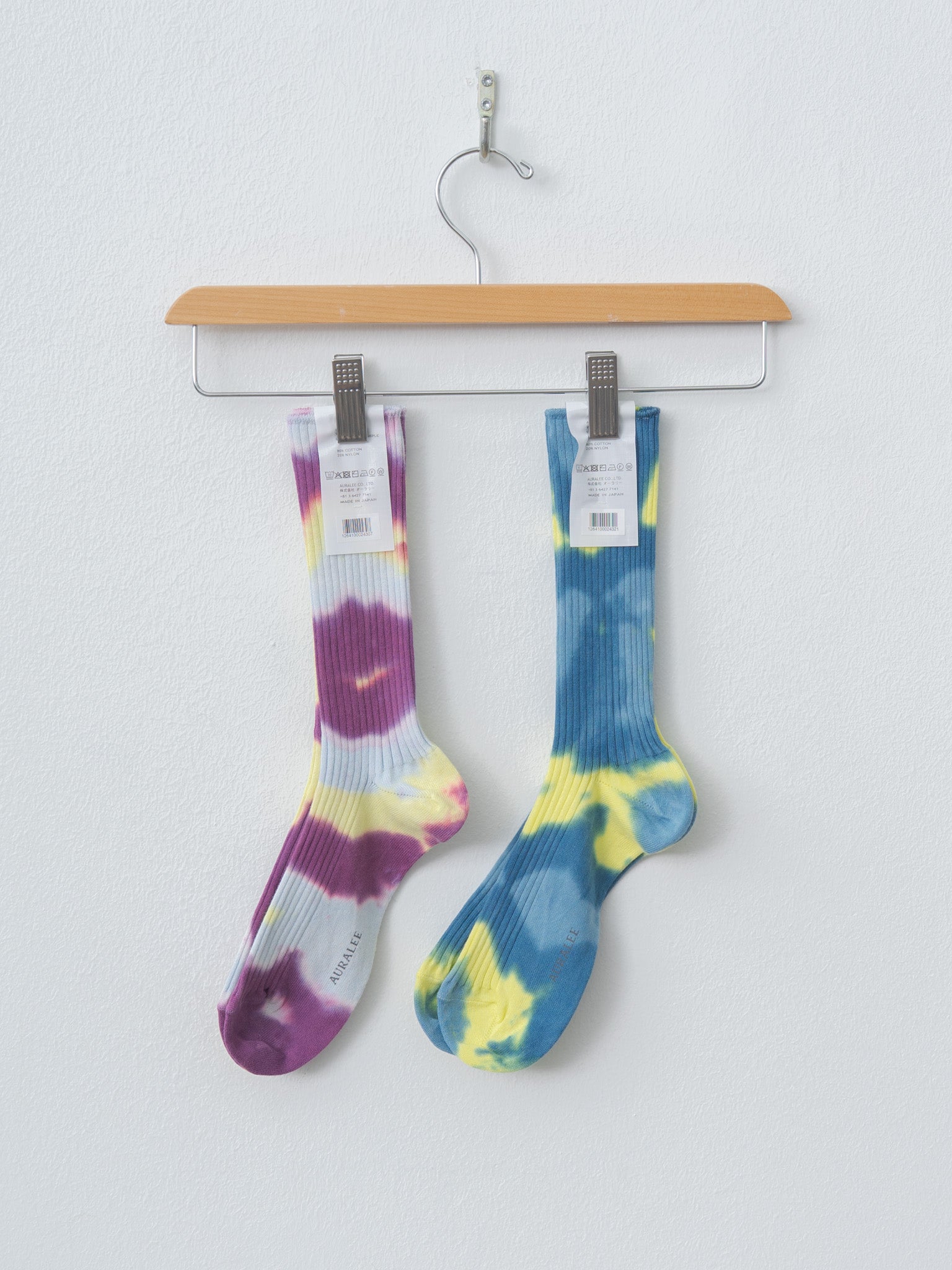 Namu Shop - Auralee Giza High Gauge Tie-Dye Socks - Light Blue × Purple