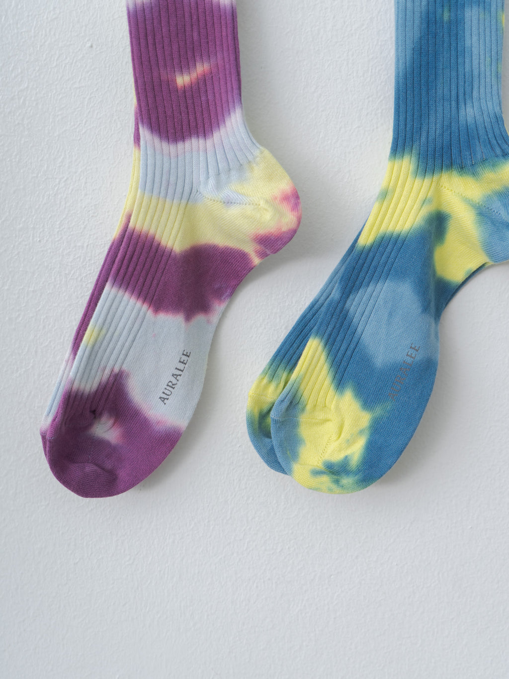 Namu Shop - Auralee Giza High Gauge Tie-Dye Socks - Light Blue × Purple