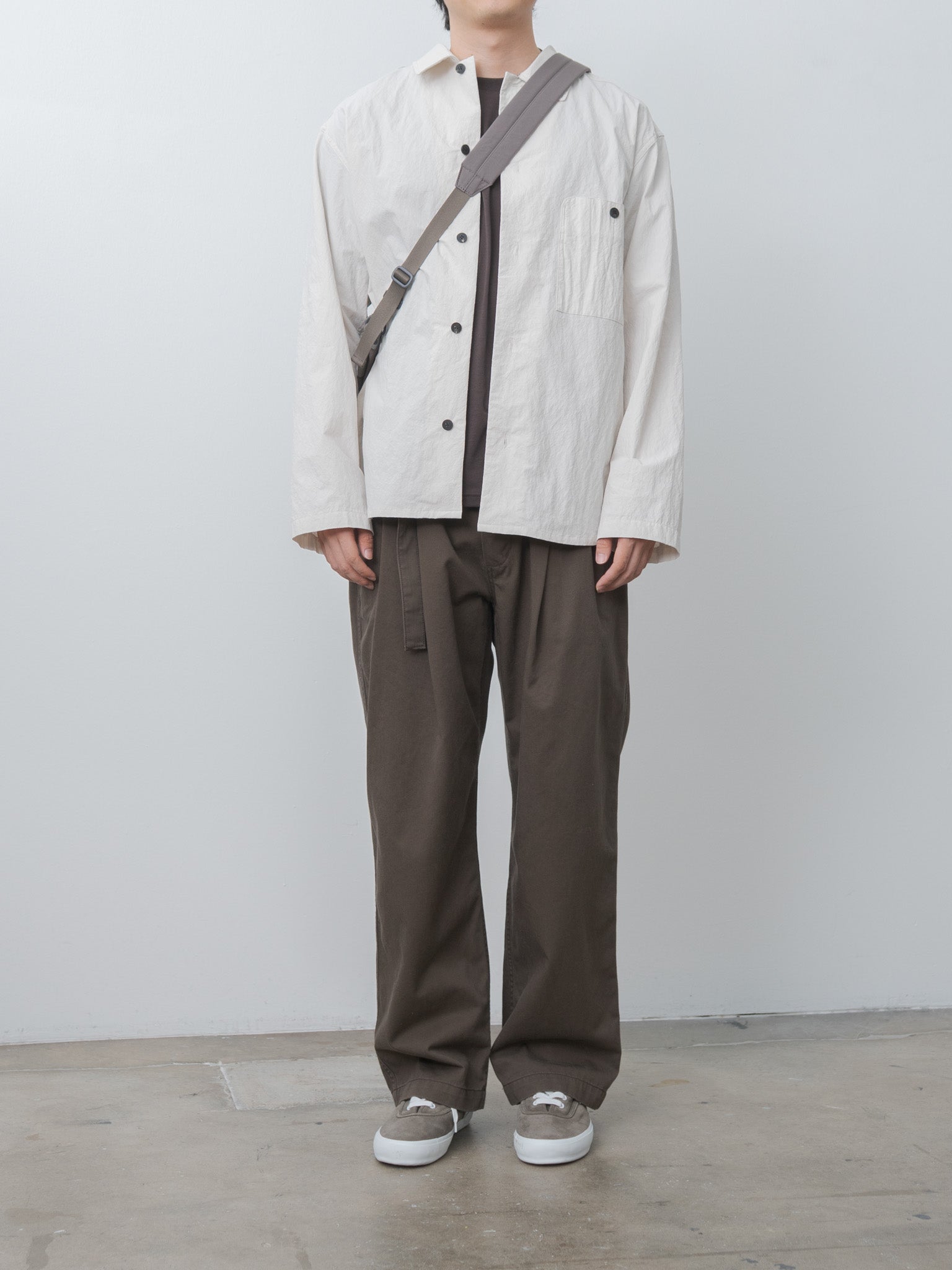 Namu Shop - Document Combed Cotton Belted Chino Pants - Brown