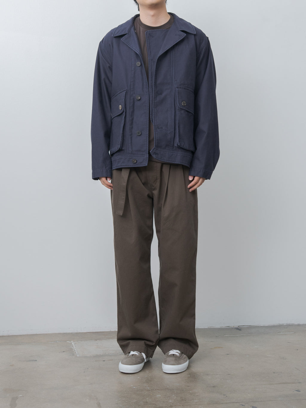 Namu Shop - Document Sulfur-Dyed Back Satin Big Pocket Jacket - Navy