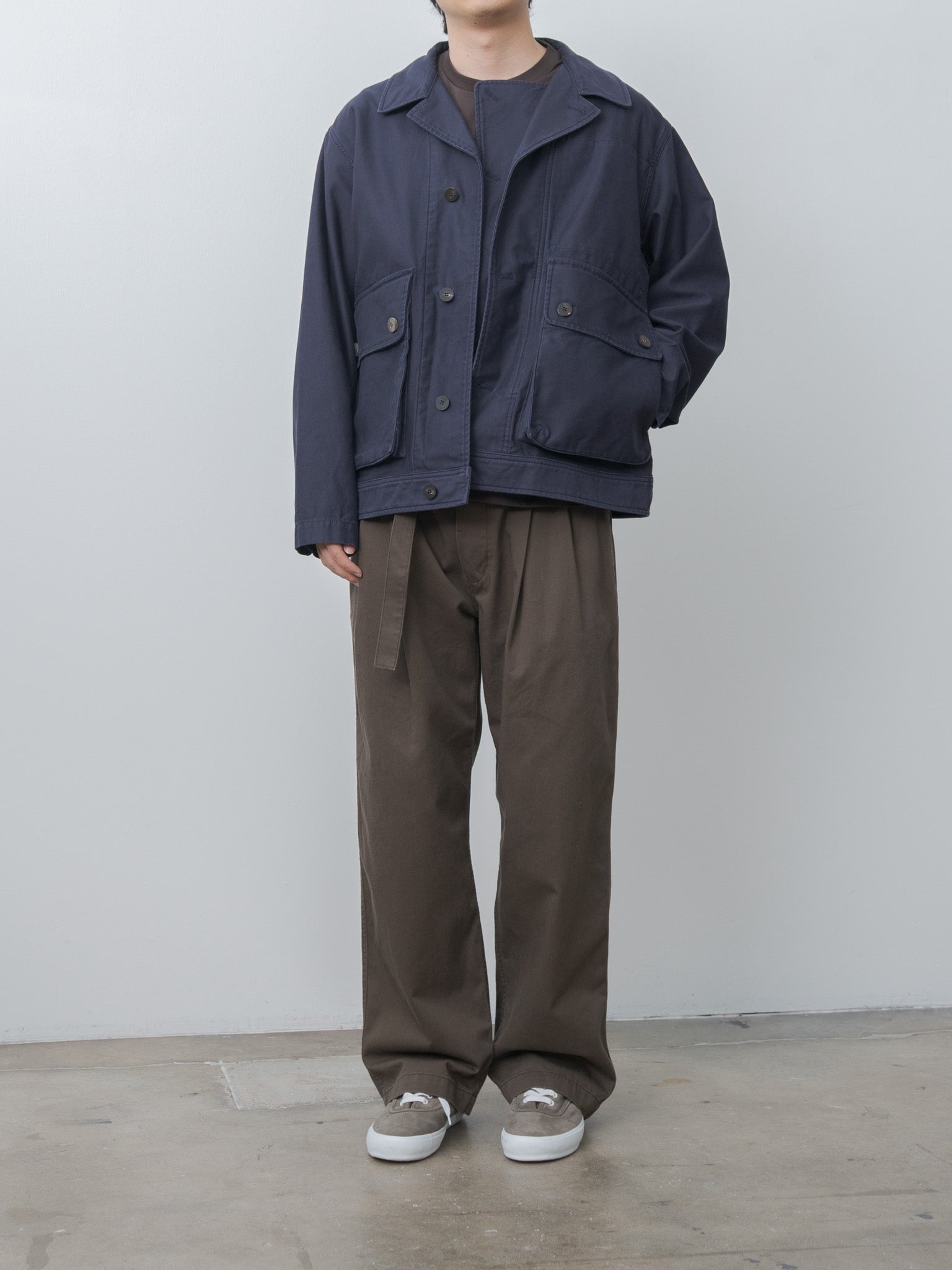 Namu Shop - Document Sulfur-Dyed Back Satin Big Pocket Jacket - Navy