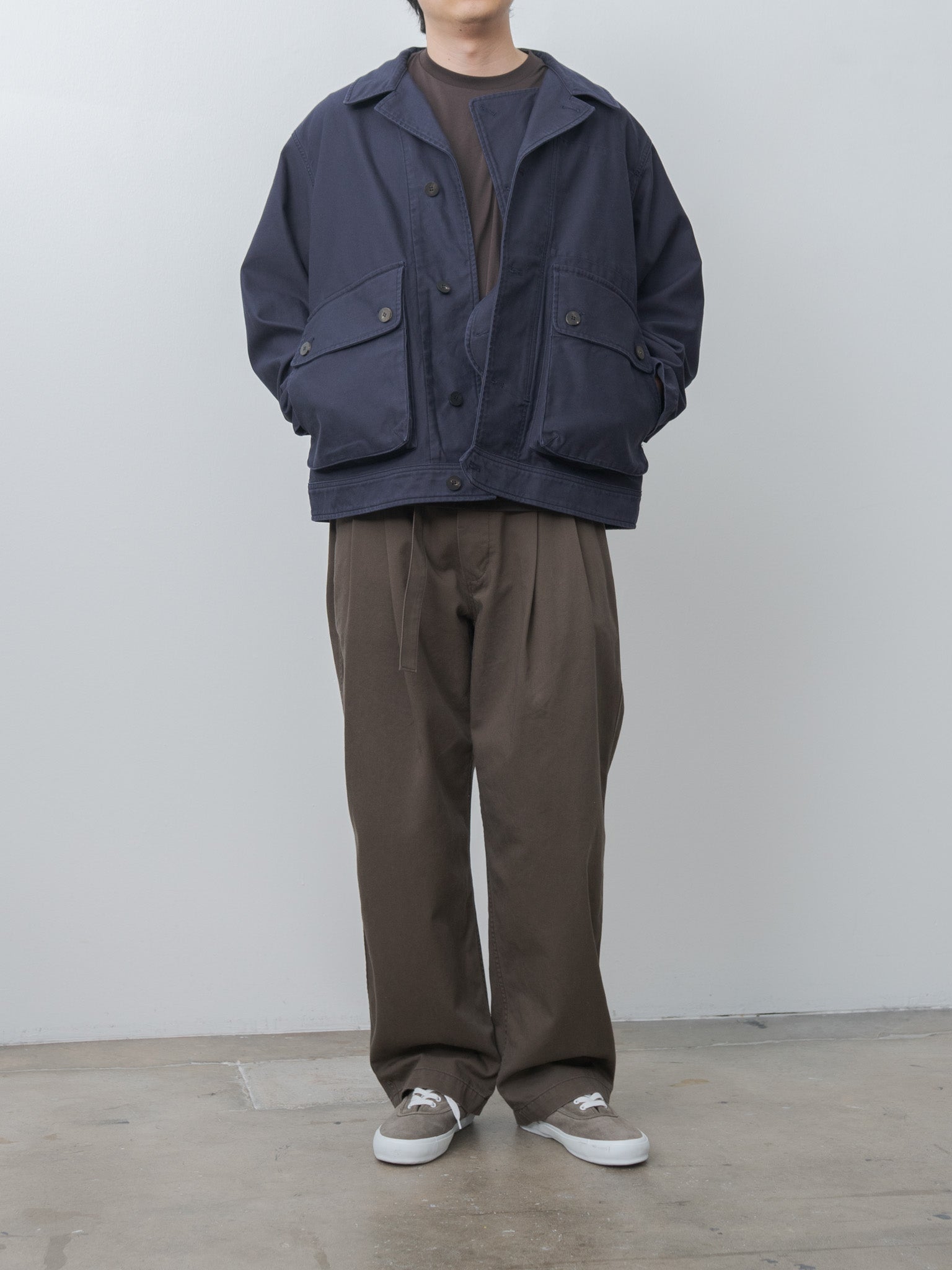 Namu Shop - Document Sulfur-Dyed Back Satin Big Pocket Jacket - Navy