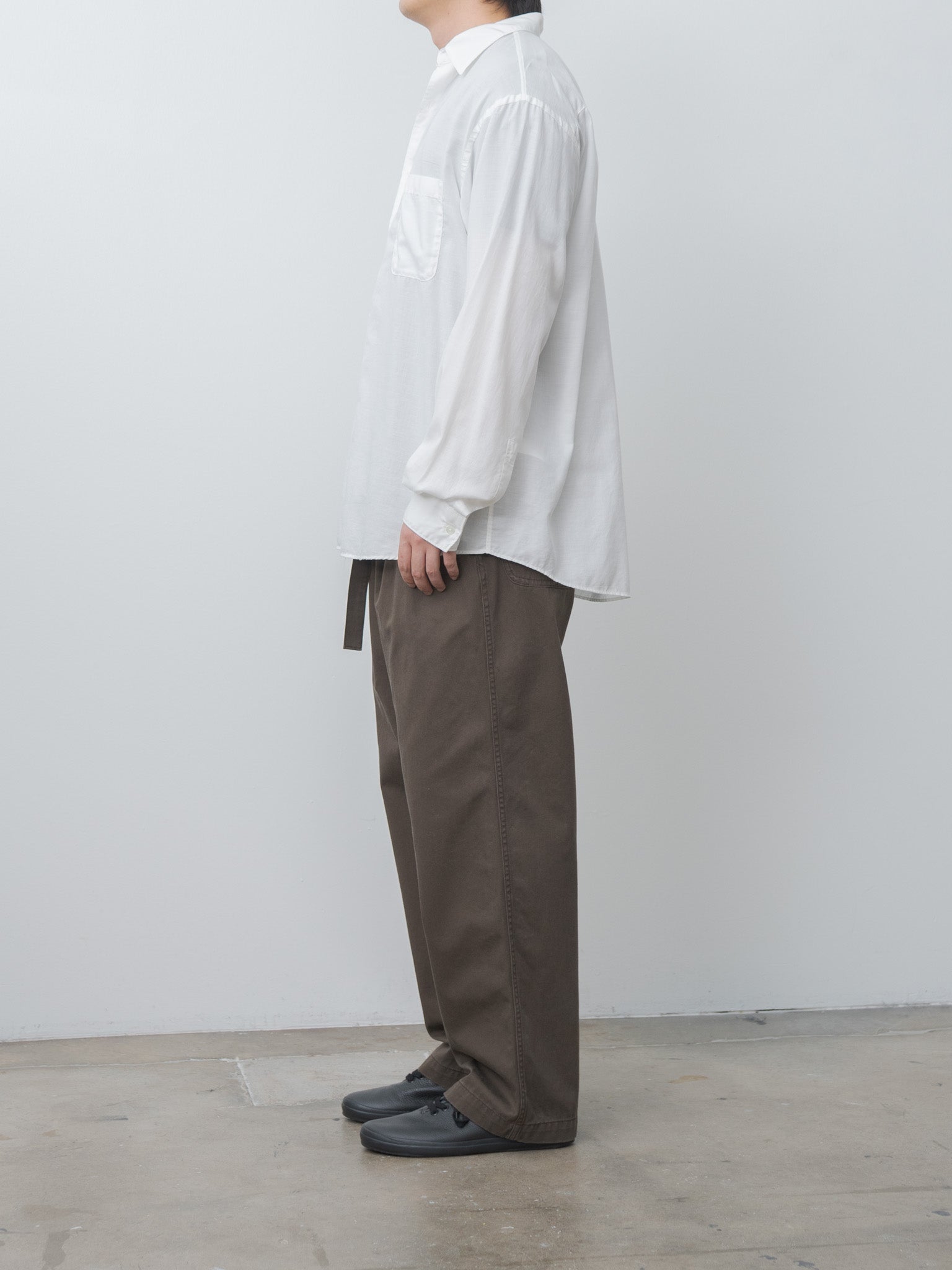 Namu Shop - Yoke Cotton Silk Twill Garment-dyed Loose Shirt - White