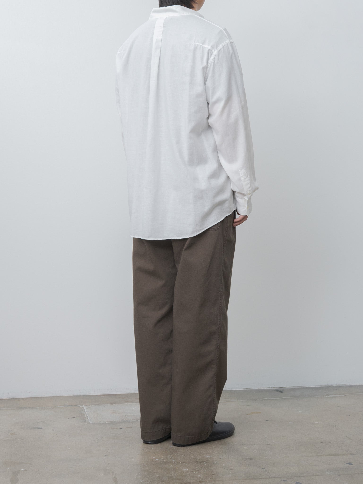 Namu Shop - Yoke Cotton Silk Twill Garment-dyed Loose Shirt - White