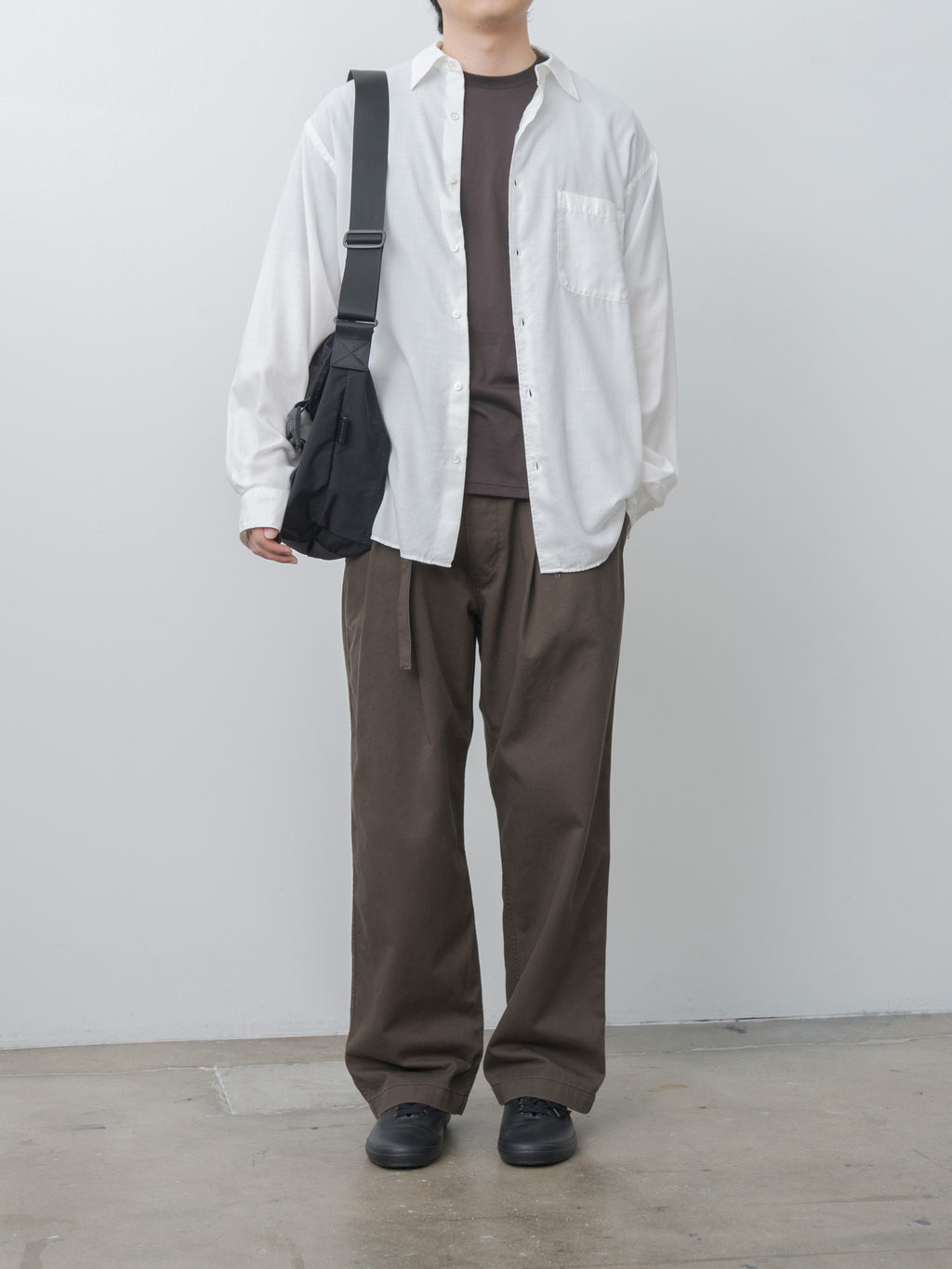 Namu Shop - Yoke Cotton Silk Twill Garment-dyed Loose Shirt - White