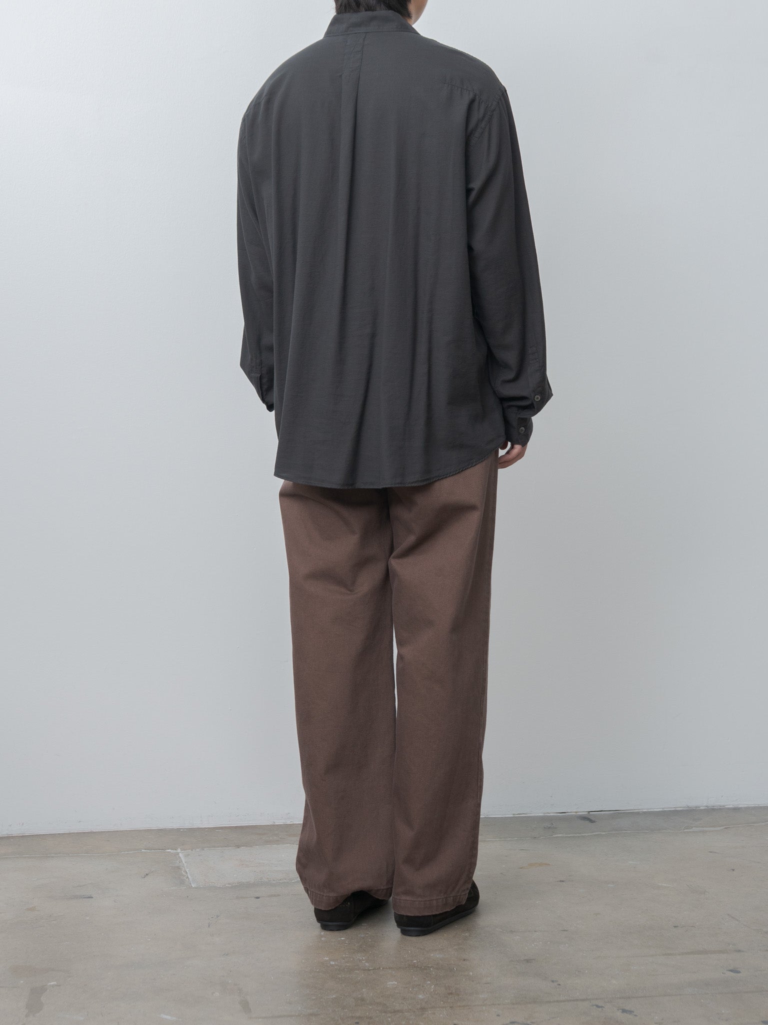 Namu Shop - Yoke Cotton Silk Twill Garment-dyed Loose Shirt - Carbon