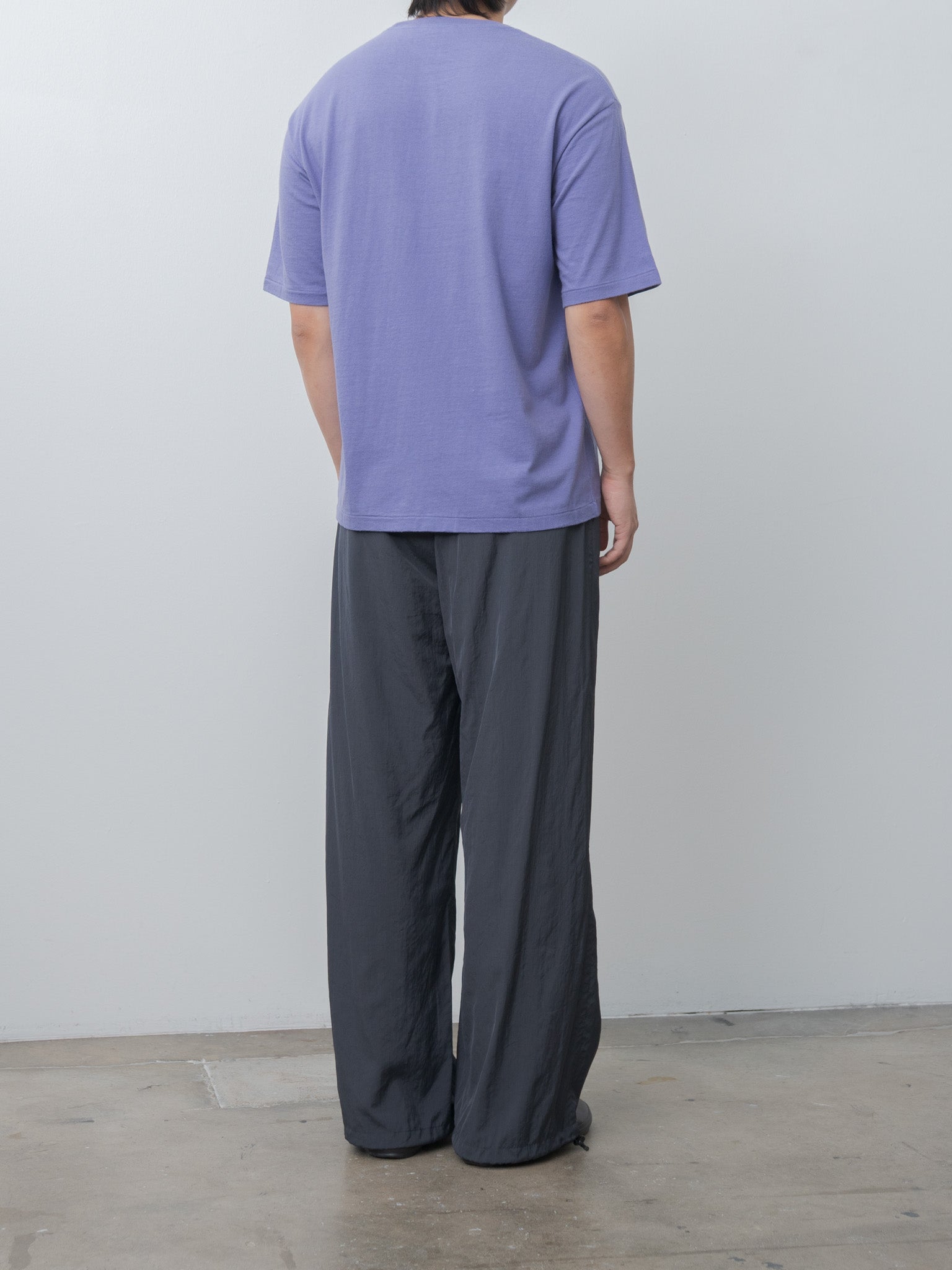 Namu Shop - Yoke Silk Nylon 2Pleated Easy Pants - Dusty Navy