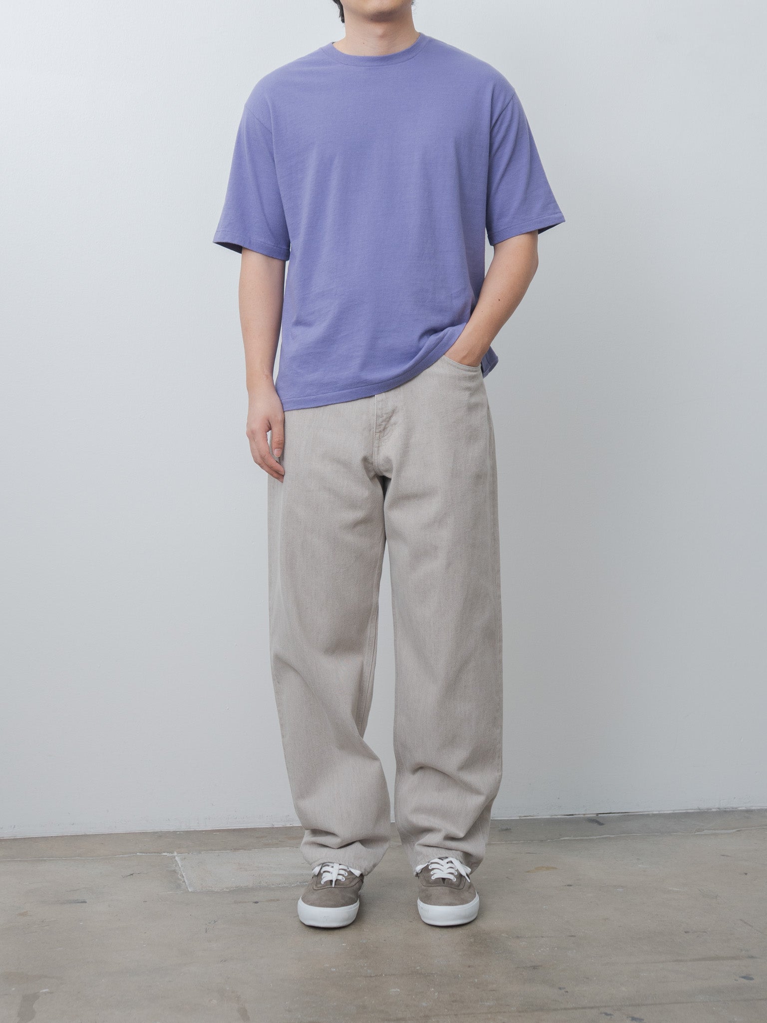 Namu Shop - Auralee Faded Hard Twist Brown Denim Wide Pants - Light Gray