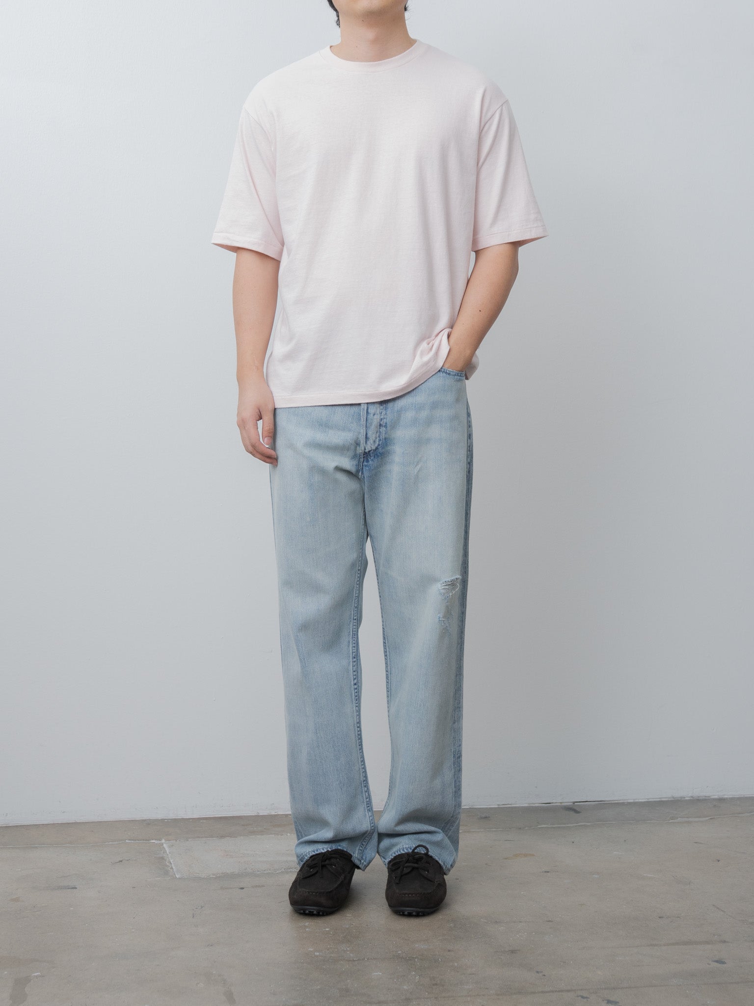 Namu Shop - Auralee Faded Selvedge Light Denim Wide Pants - Light Indigo