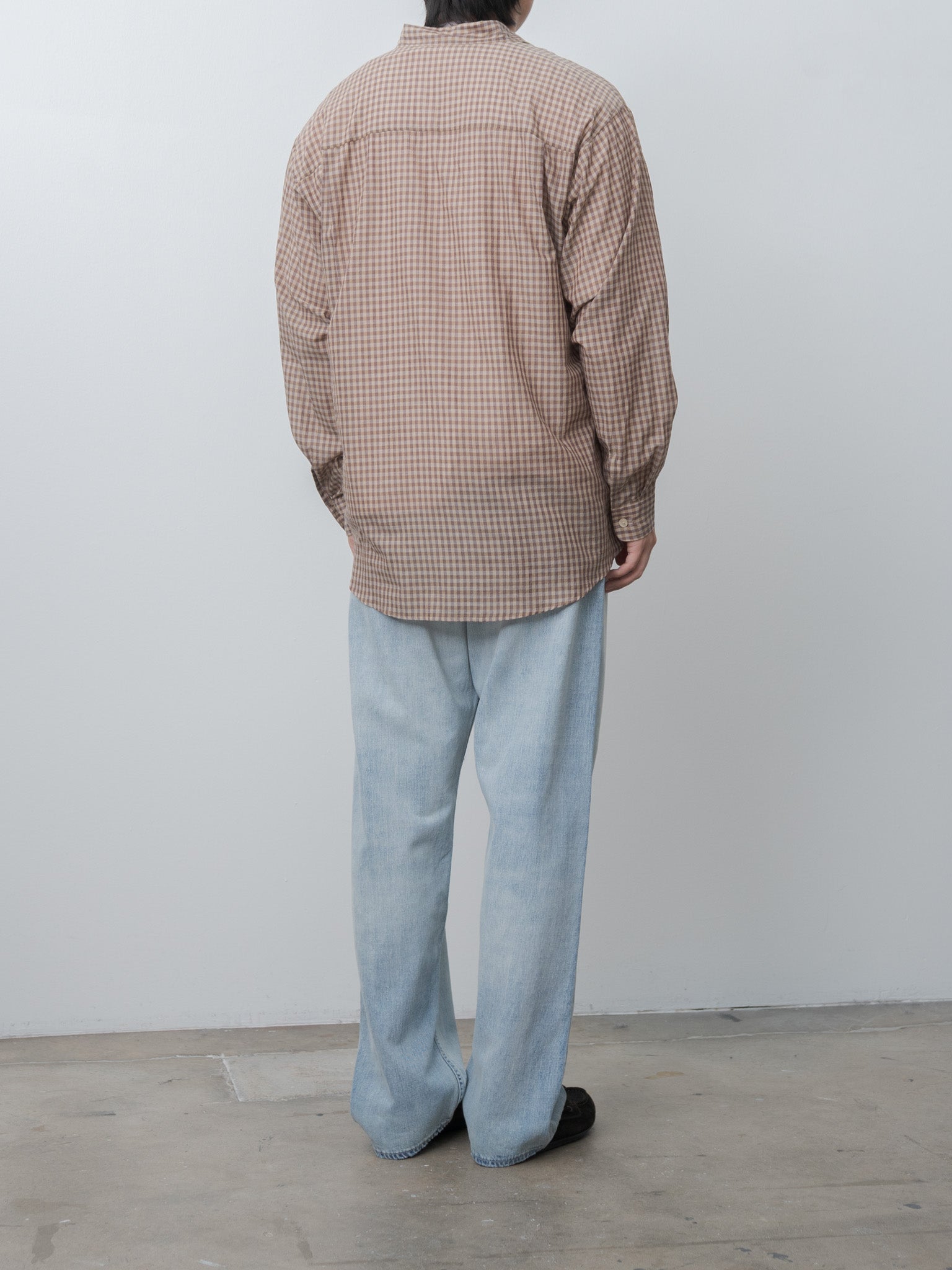 Namu Shop - Auralee Airy Light Cotton Check Big Shirt - Brown Gingham Check
