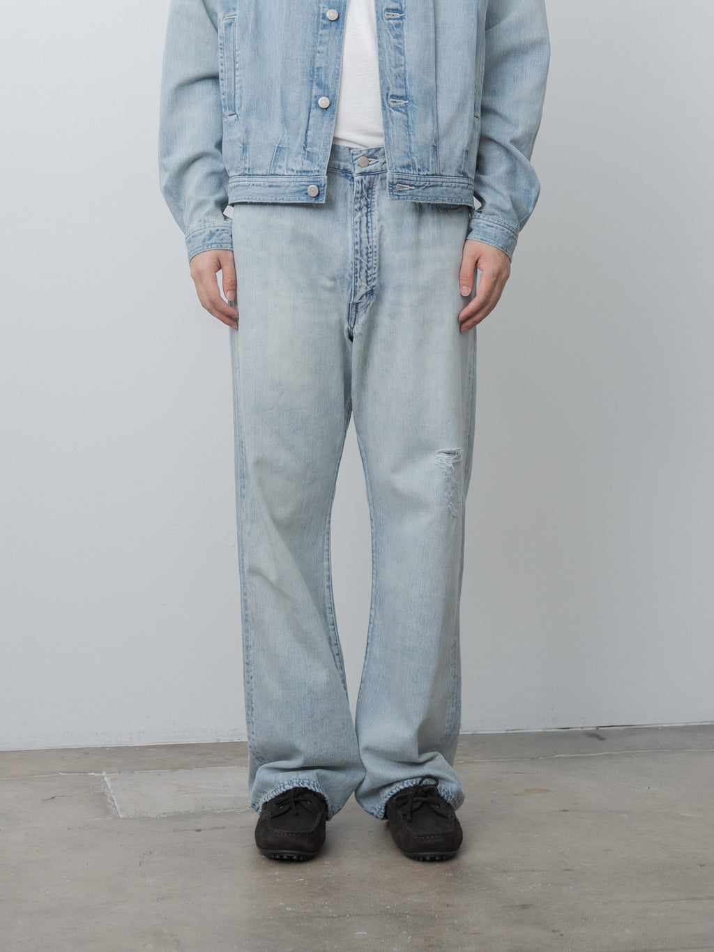 Namu Shop - Auralee Faded Selvedge Light Denim Pants - Light Indigo