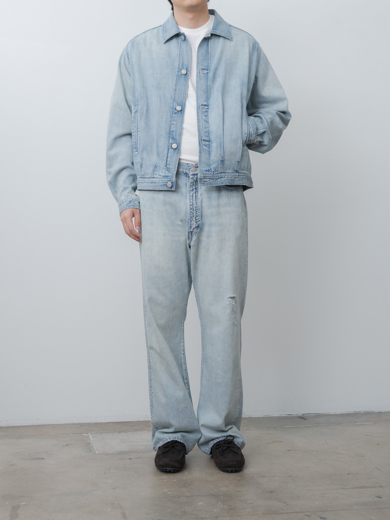 Namu Shop - Auralee Faded Selvedge Light Denim Blouson - Light Indigo
