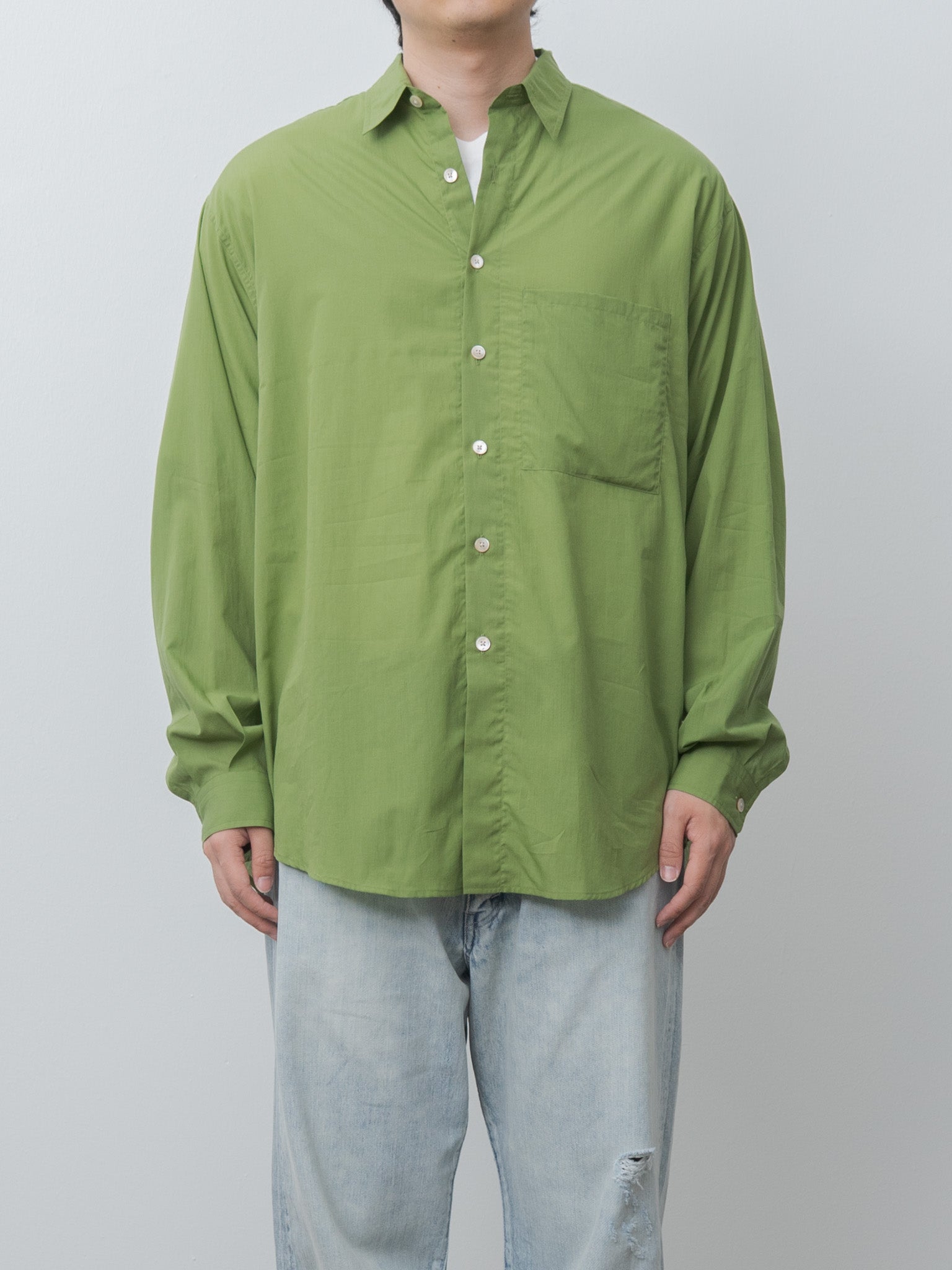 Namu Shop - Auralee Super Fine Cotton Lawn Shirt - Dusty Green