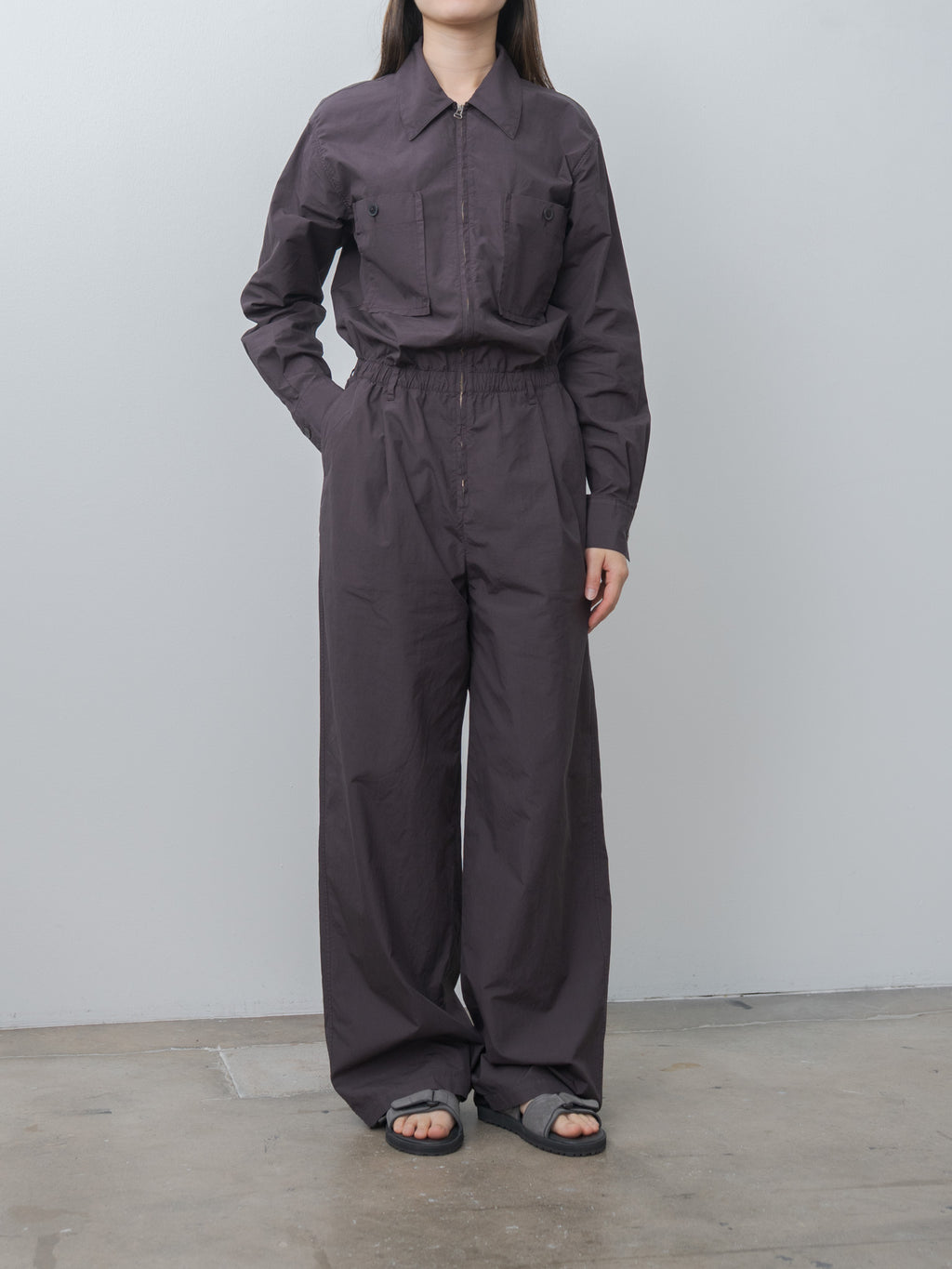 Namu Shop - Auralee Garment-Dyed Finx Shuttle Weather Jumpsuit - Dark Brown