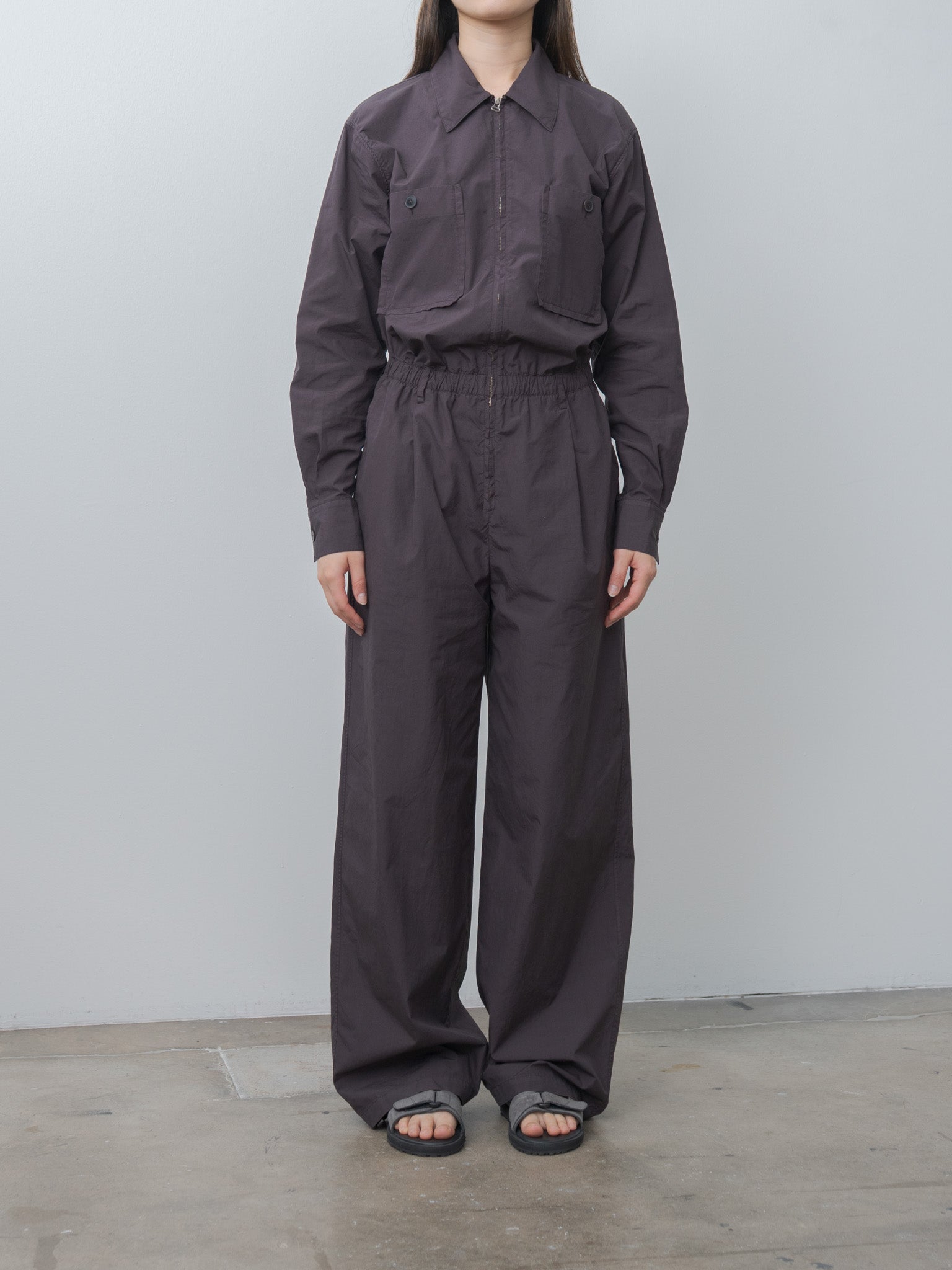 Namu Shop - Auralee Garment-Dyed Finx Shuttle Weather Jumpsuit - Dark Brown