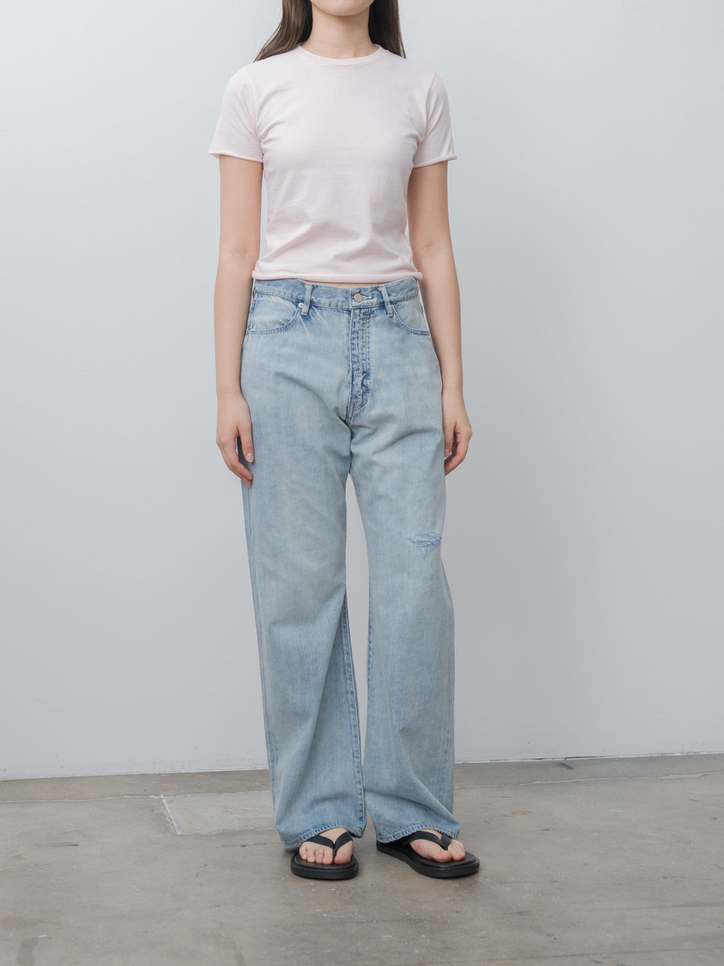 Namu Shop - Auralee Brushed Organic Cotton Jersey Tee - Pale Pink