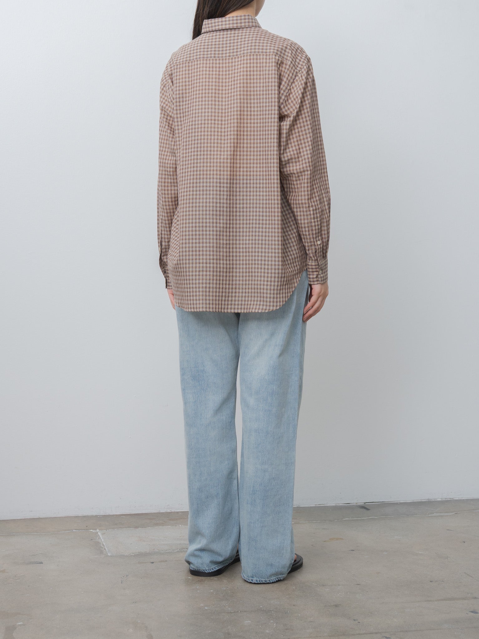 Namu Shop - Auralee Airy Light Cotton Check Shirt - Brown Gingham Check