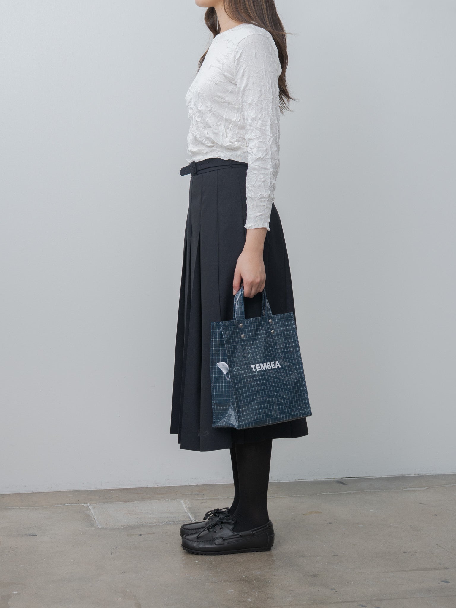 Namu Shop - Tembea Paper Tote Small - Check Blue