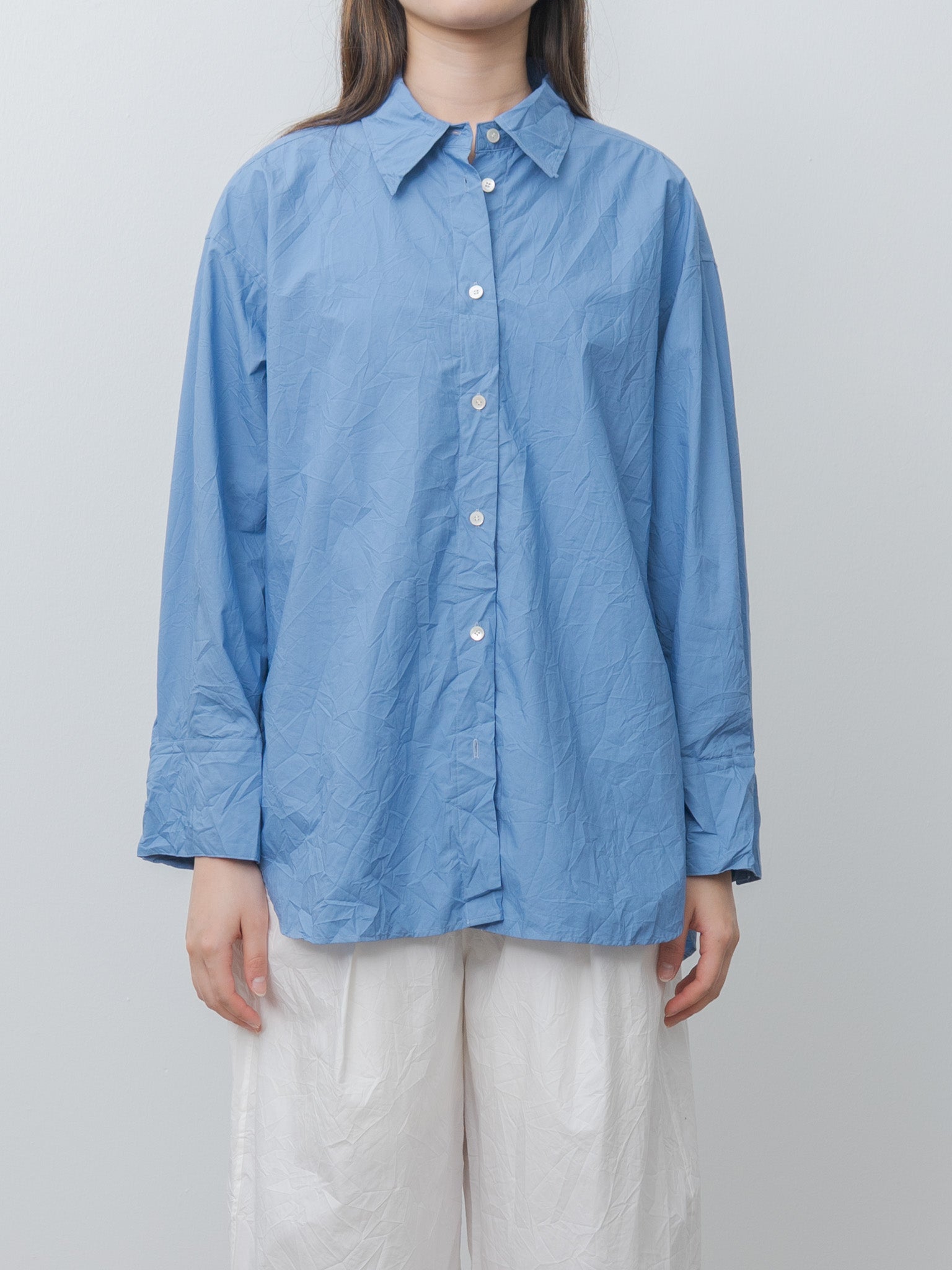 Namu Shop - Sayaka Davis Crinkled Oversized Shirt - French Blue