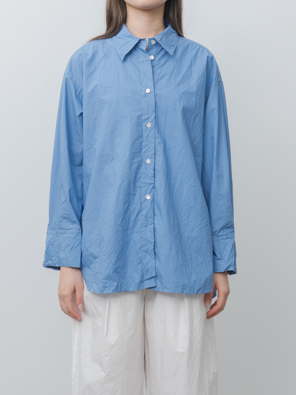 Namu Shop - Sayaka Davis Crinkled Oversized Shirt - French Blue