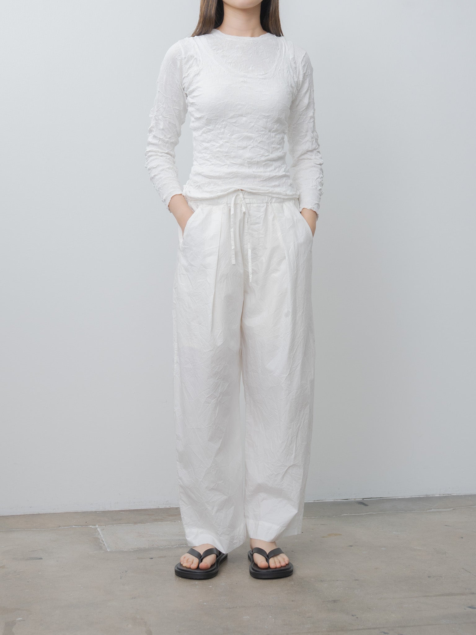 Namu Shop - Sayaka Davis Crinkled Knit Relaxed Pullover - White