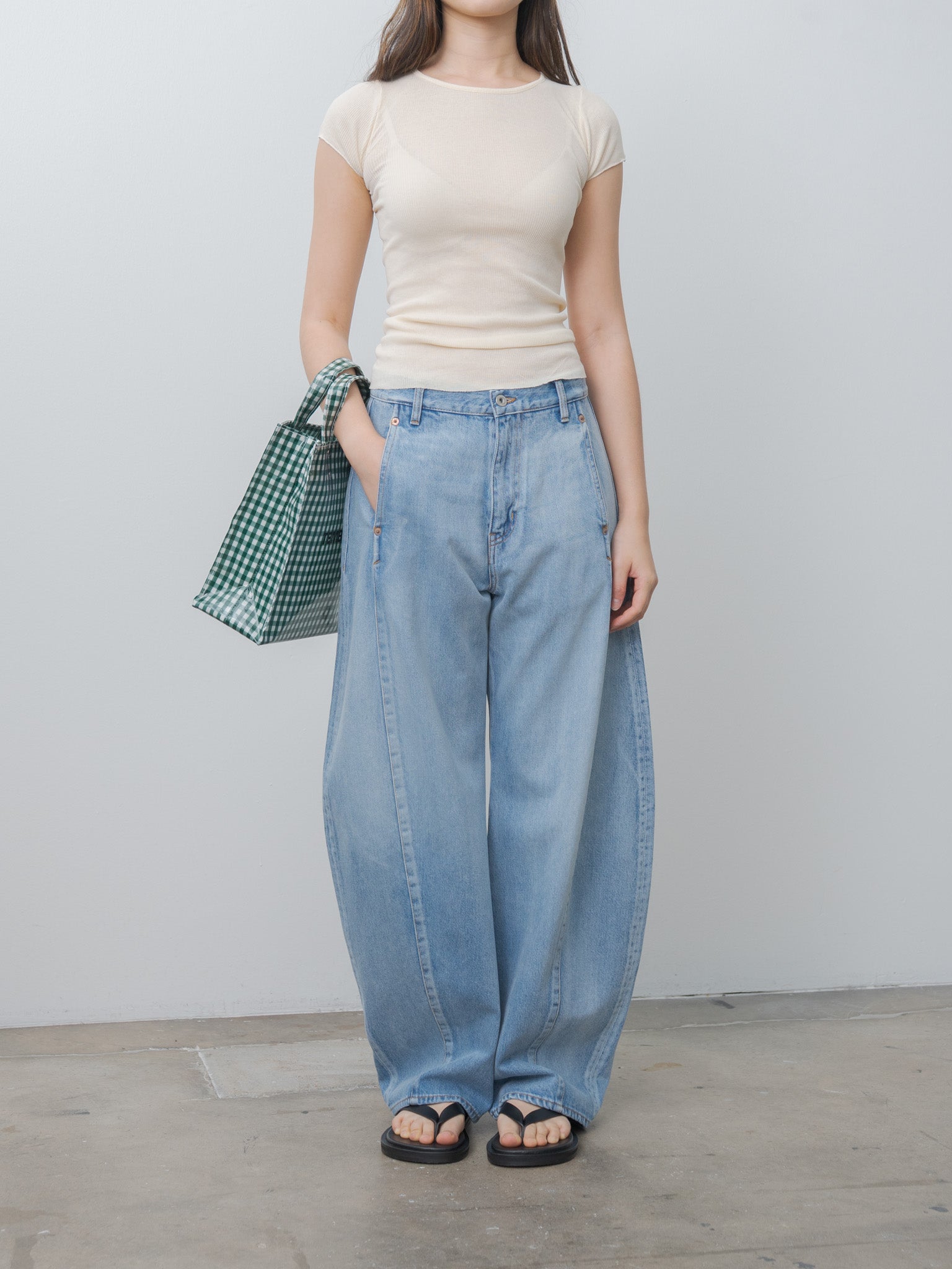 Namu Shop - Tembea Paper Tote Small - Gingham Green