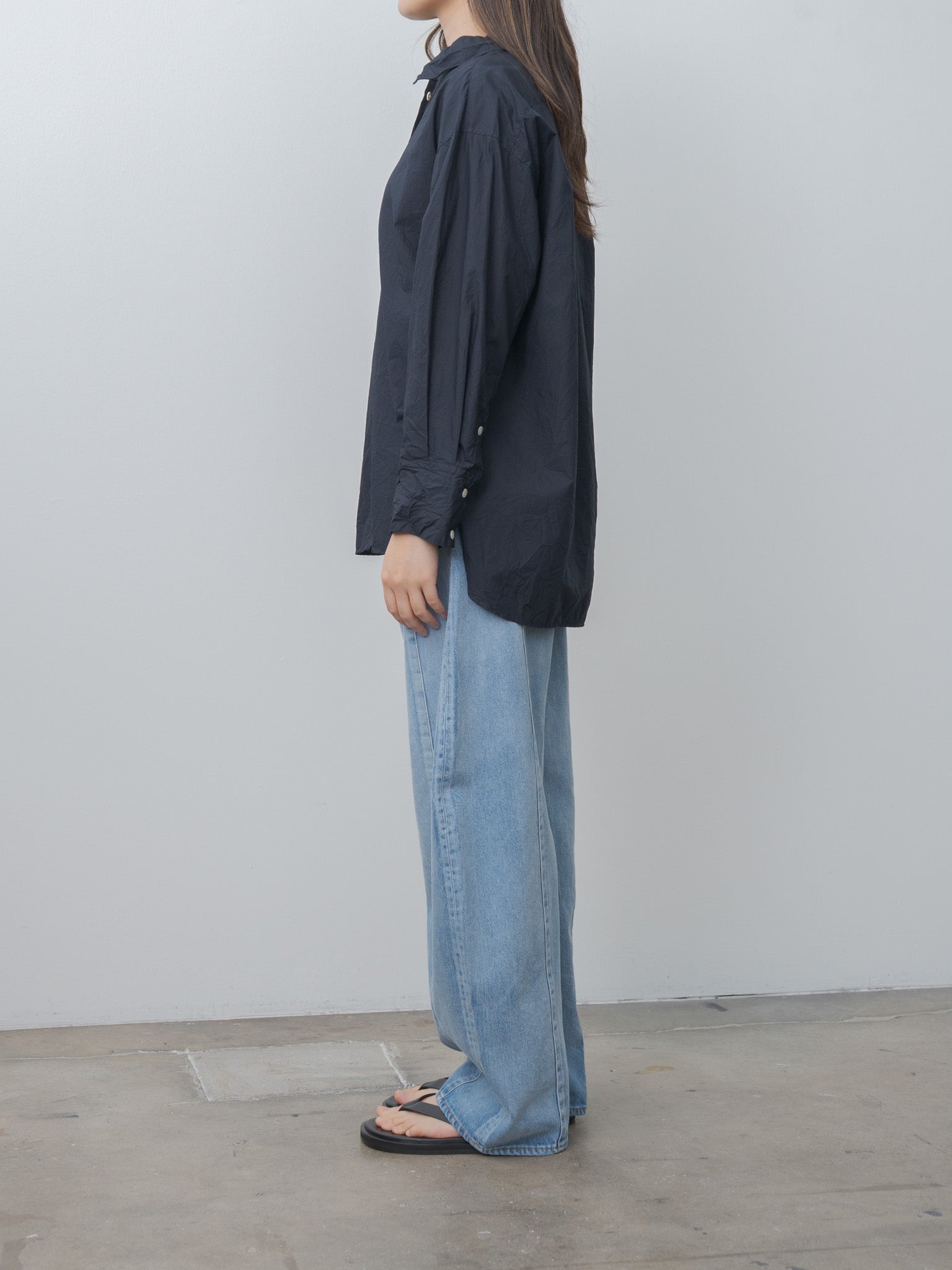 Namu Shop - Sayaka Davis Crinkled Oversized Shirt - Navy